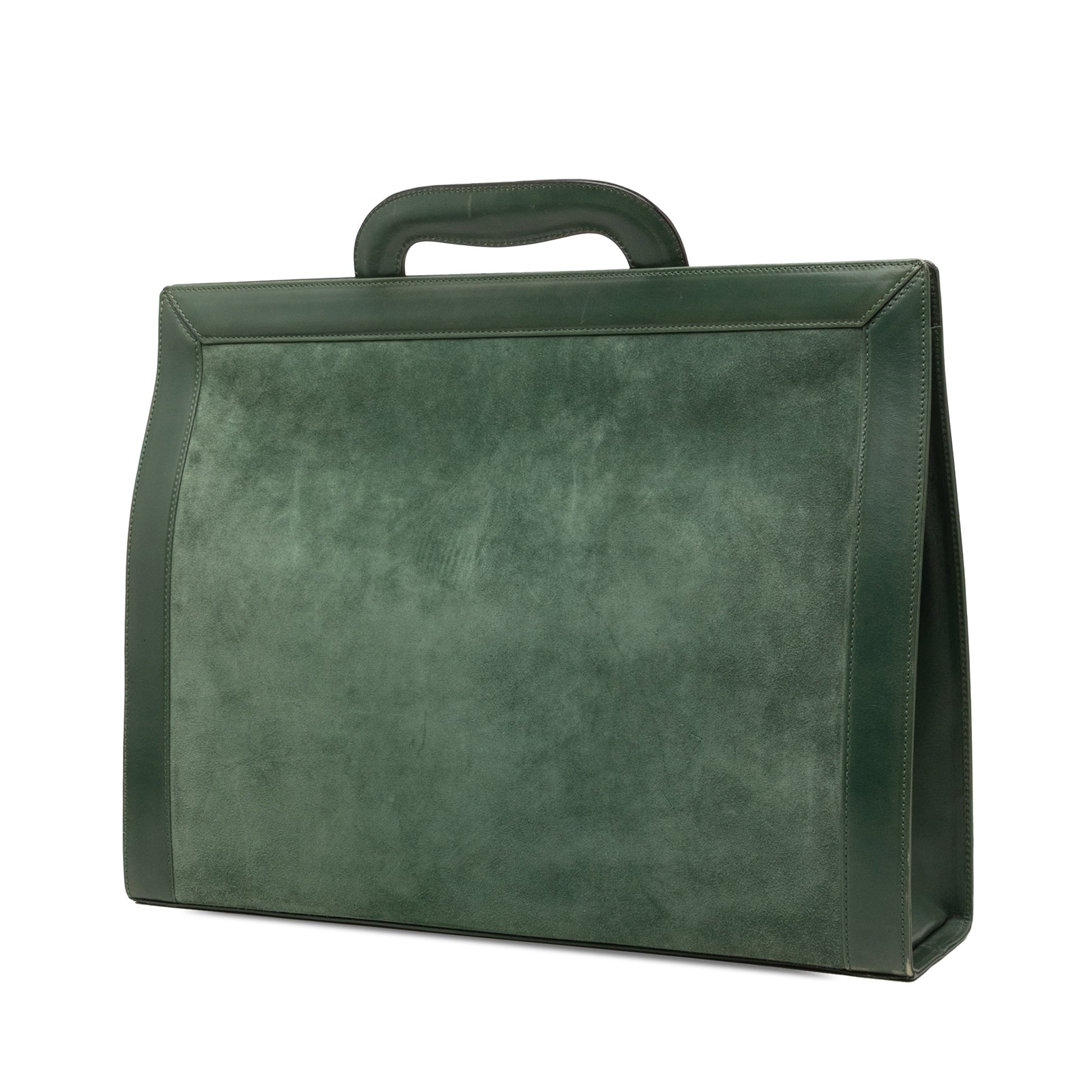 Ferragamo Suede and Leather Gancini Briefcase
