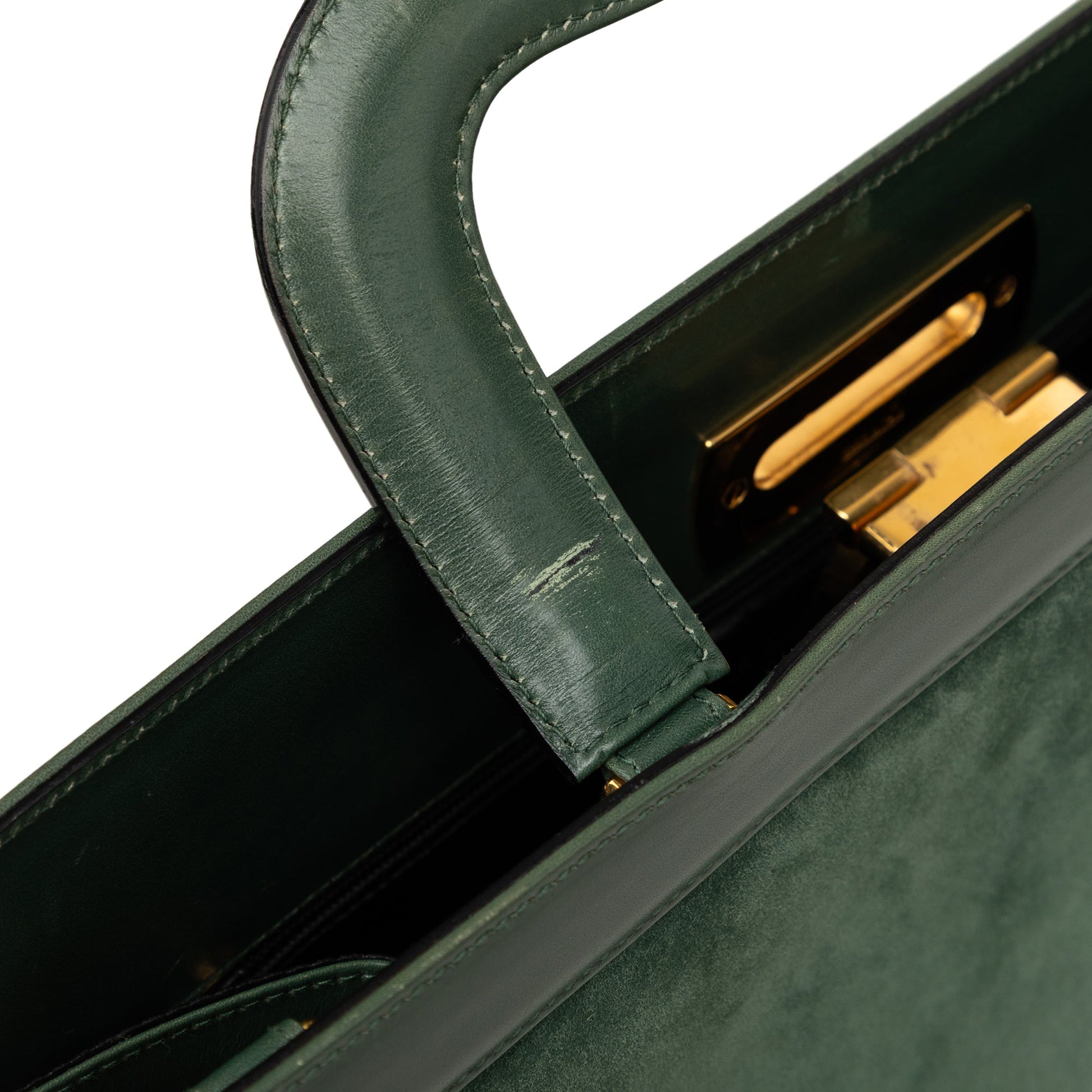 Ferragamo Suede and Leather Gancini Briefcase