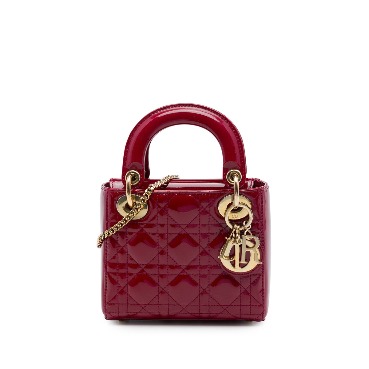 Dior Mini Patent Cannage Lady Dior — Red