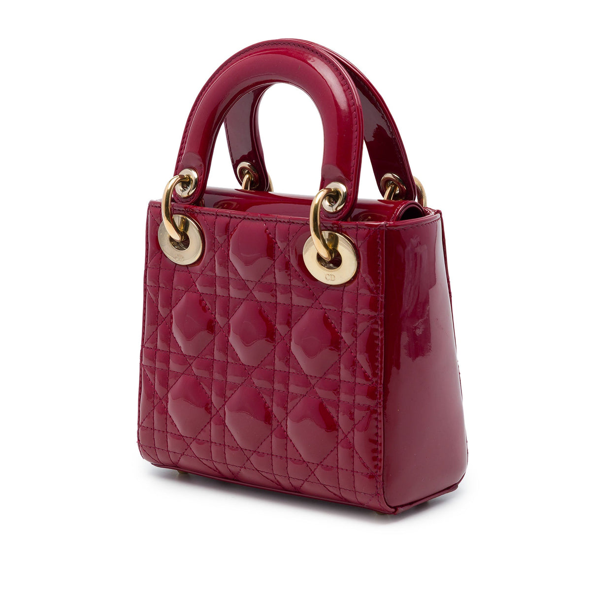 Dior Mini Patent Cannage Lady Dior — Red