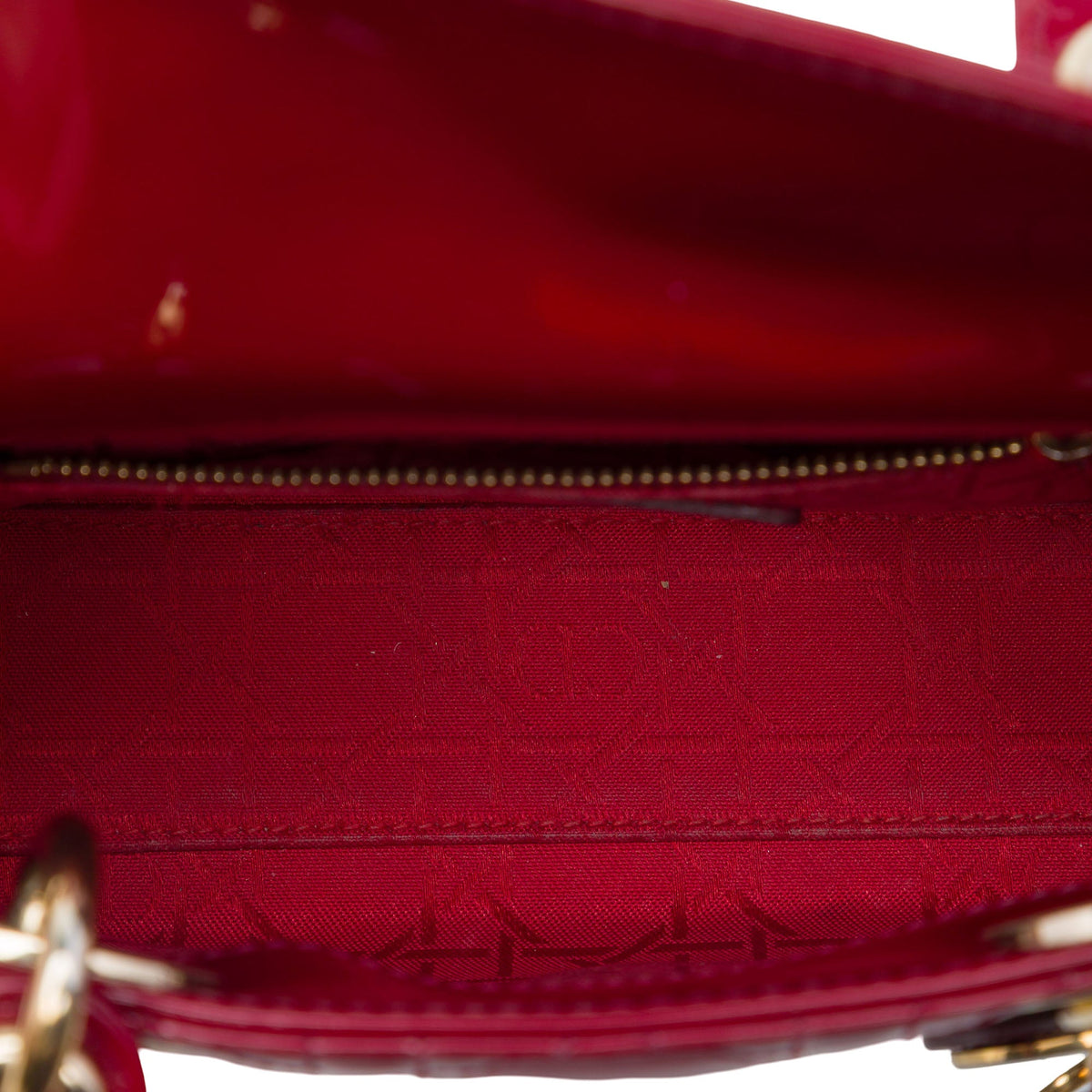 Dior Mini Patent Cannage Lady Dior — Red