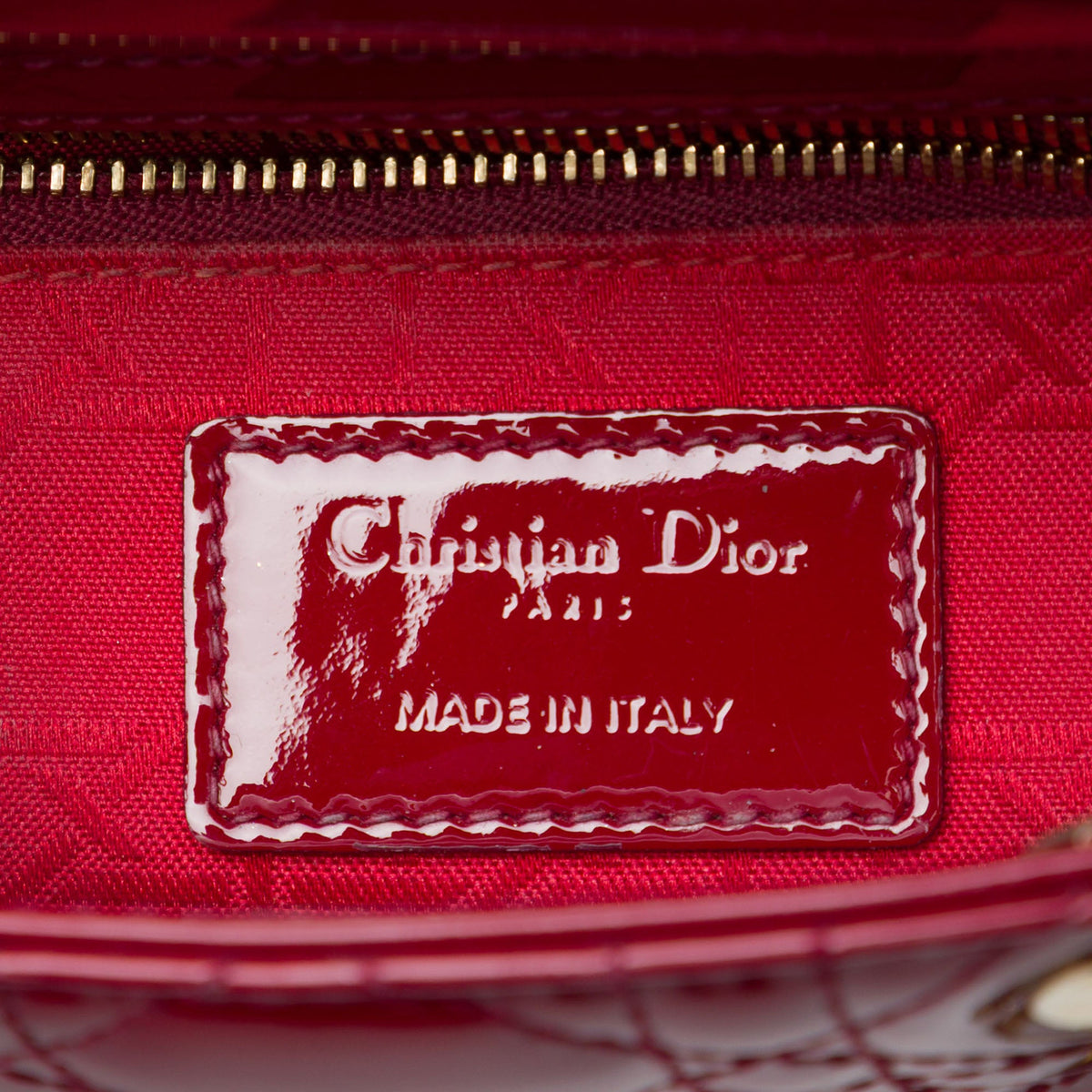 Dior Mini Patent Cannage Lady Dior — Red