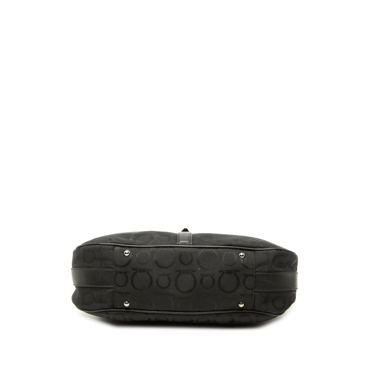 Ferragamo Gancini Canvas Shoulder Bag — Black