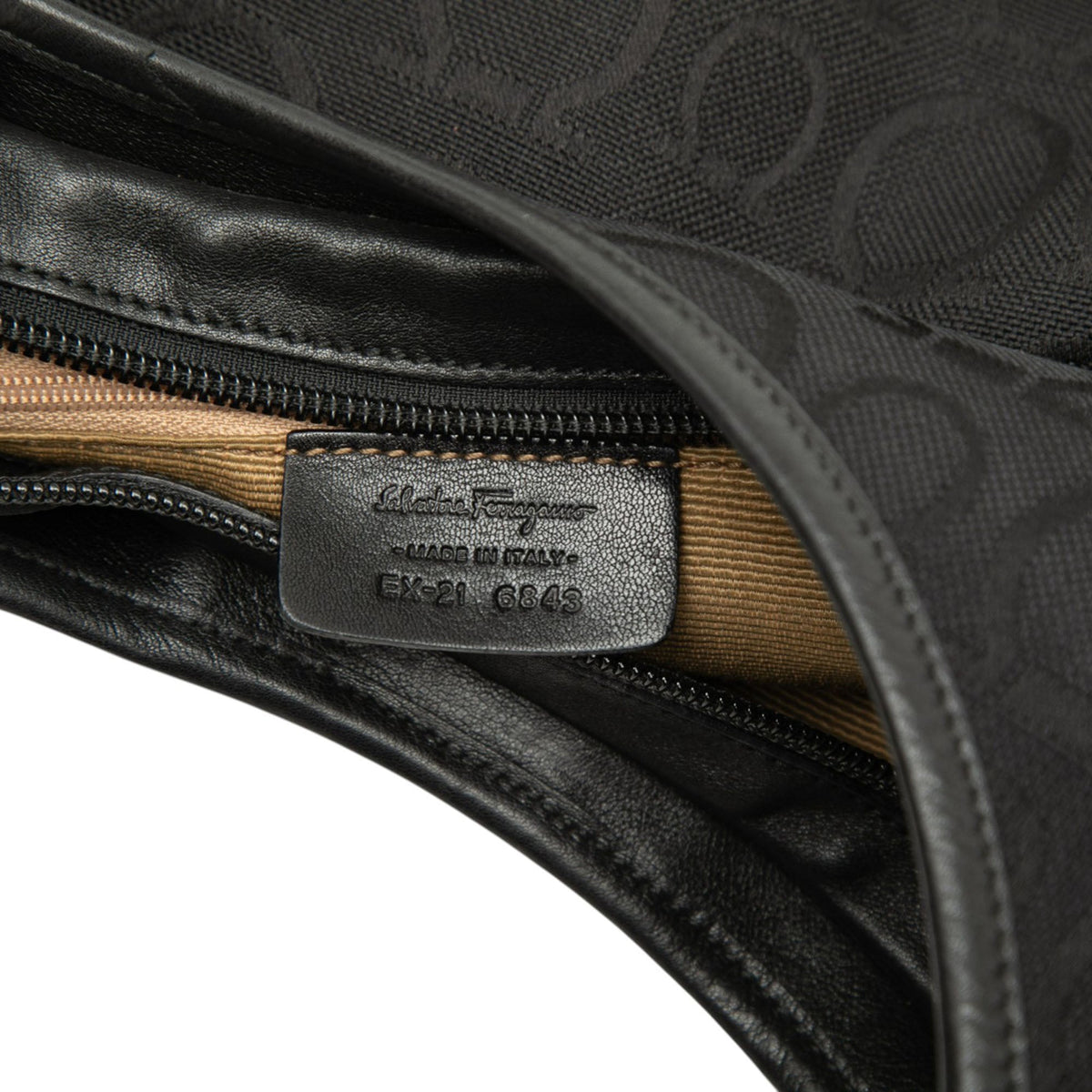 Ferragamo Gancini Canvas Shoulder Bag — Black