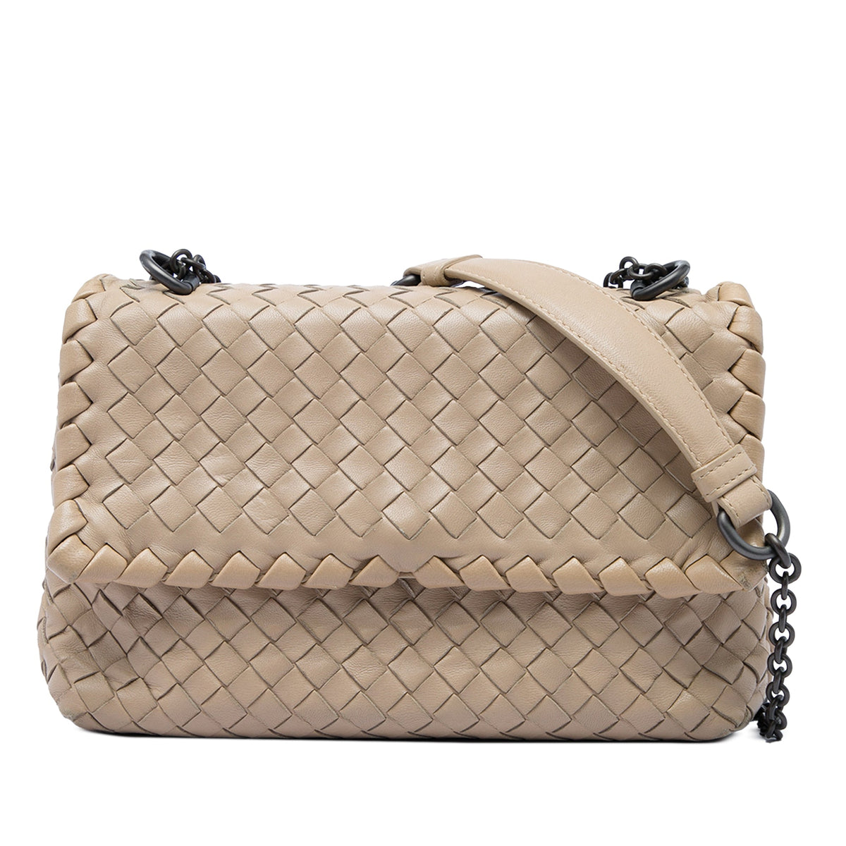 Bottega Veneta Baby Nappa Intrecciato Olimpia Crossbody — Beige