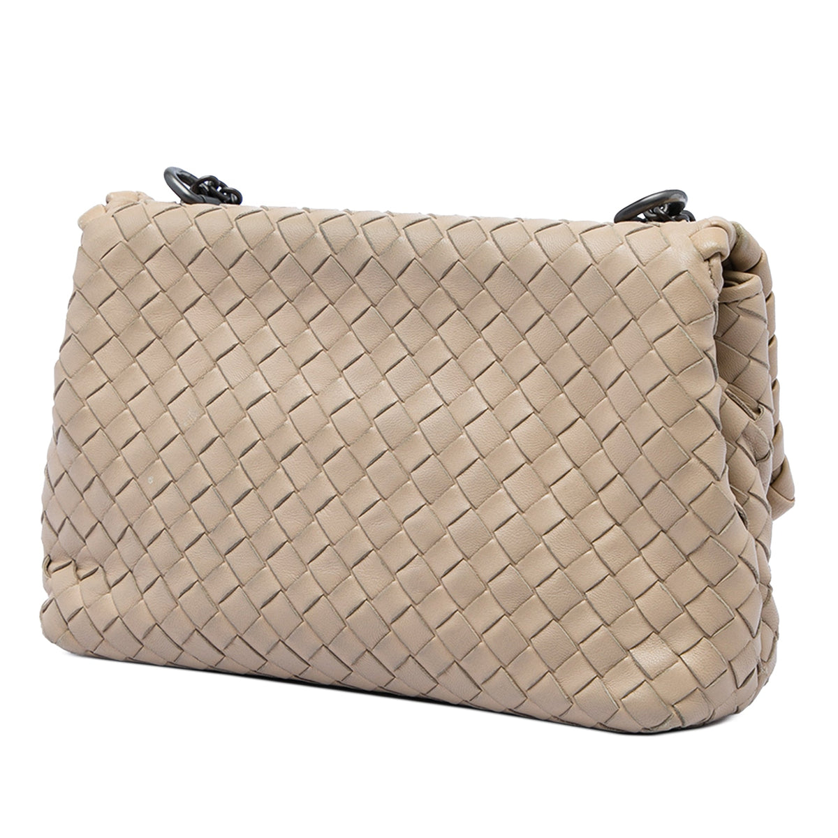 Bottega Veneta Baby Nappa Intrecciato Olimpia Crossbody — Beige