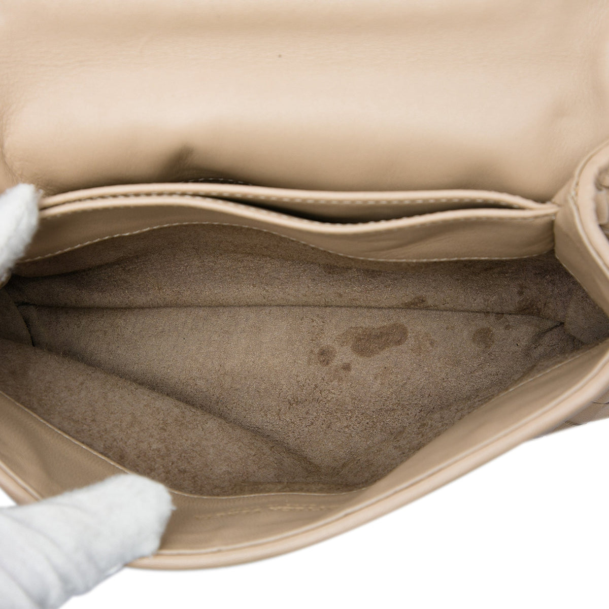 Bottega Veneta Baby Nappa Intrecciato Olimpia Crossbody — Beige