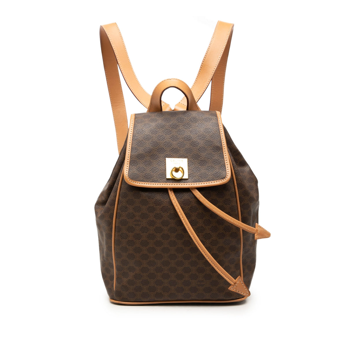Celine Macadam Coated Canvas Backpack — Brown