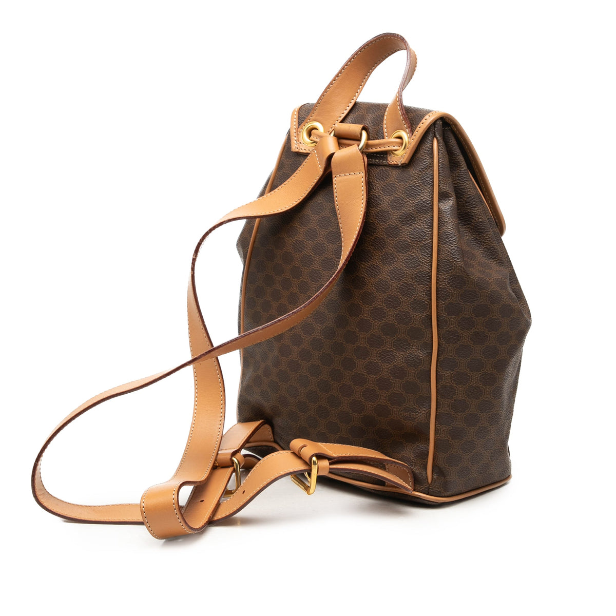 Celine Macadam Coated Canvas Backpack — Brown