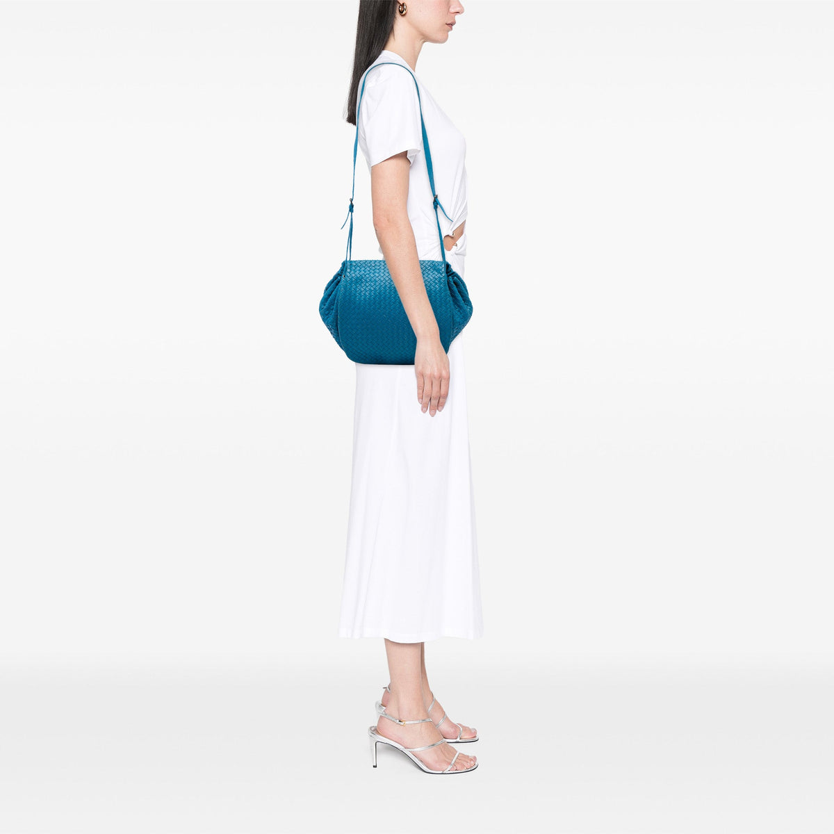 Bottega Veneta Nappa Intrecciato Flap Crossbody — Blue