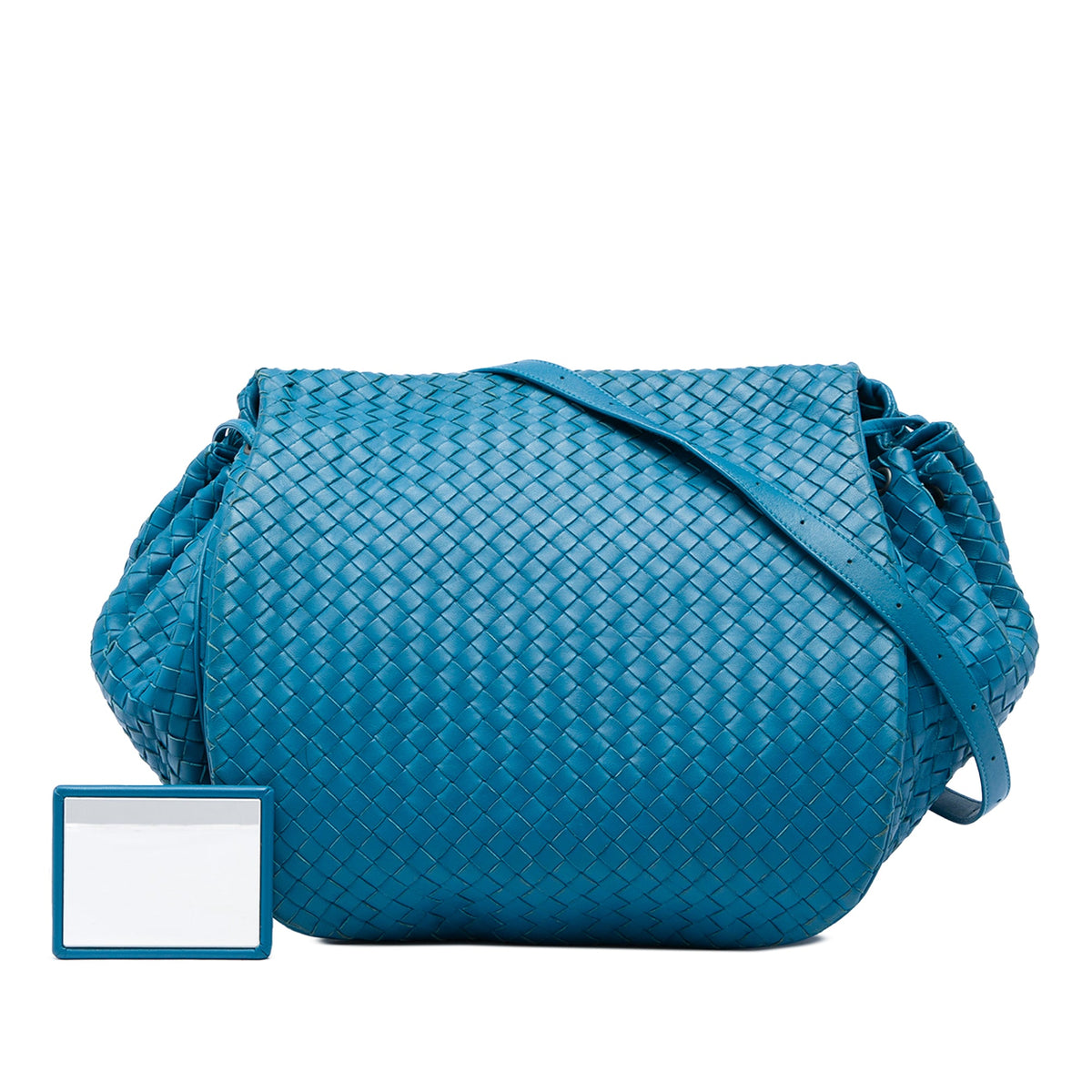 Bottega Veneta Nappa Intrecciato Flap Crossbody — Blue