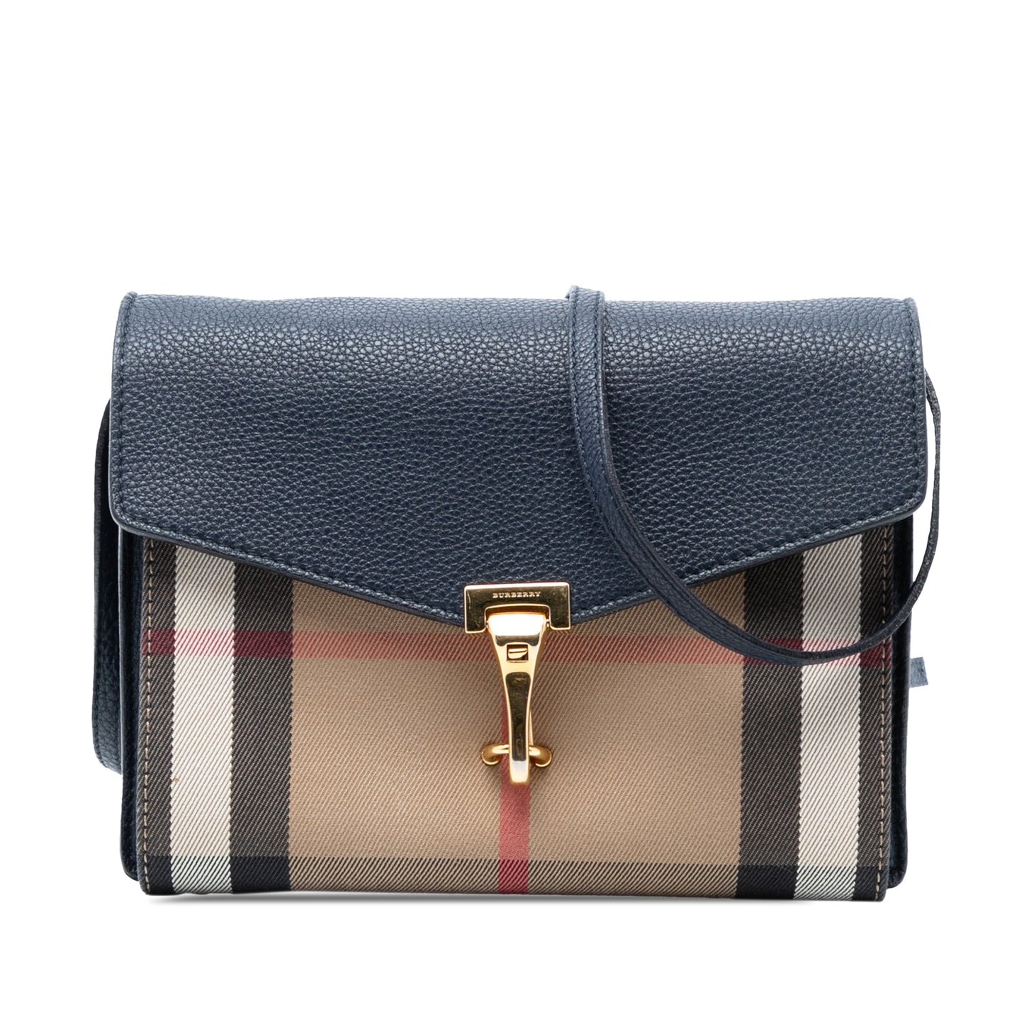 Small Leather and House Check Canvas Derby Macken Crossbody