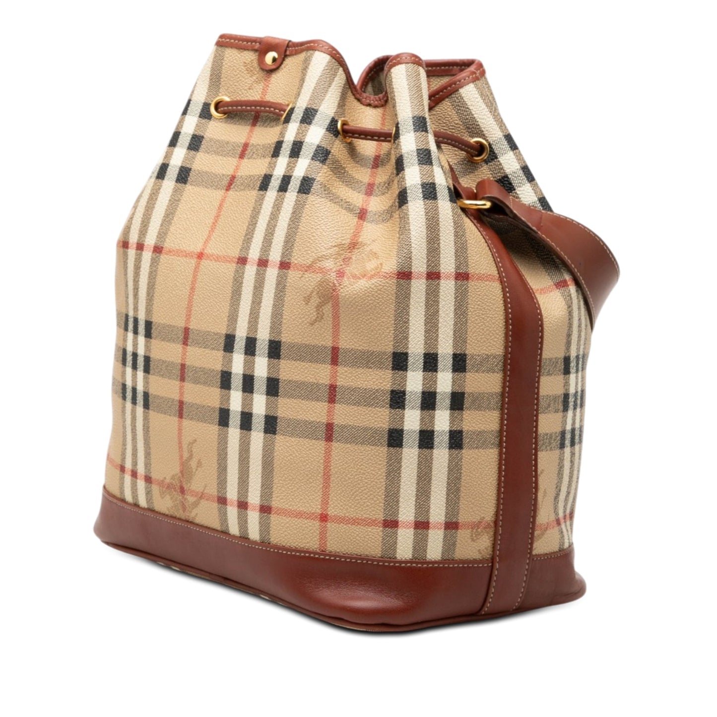 Burberry Haymarket Check Coated Canvas Drawstring Bucket Bag