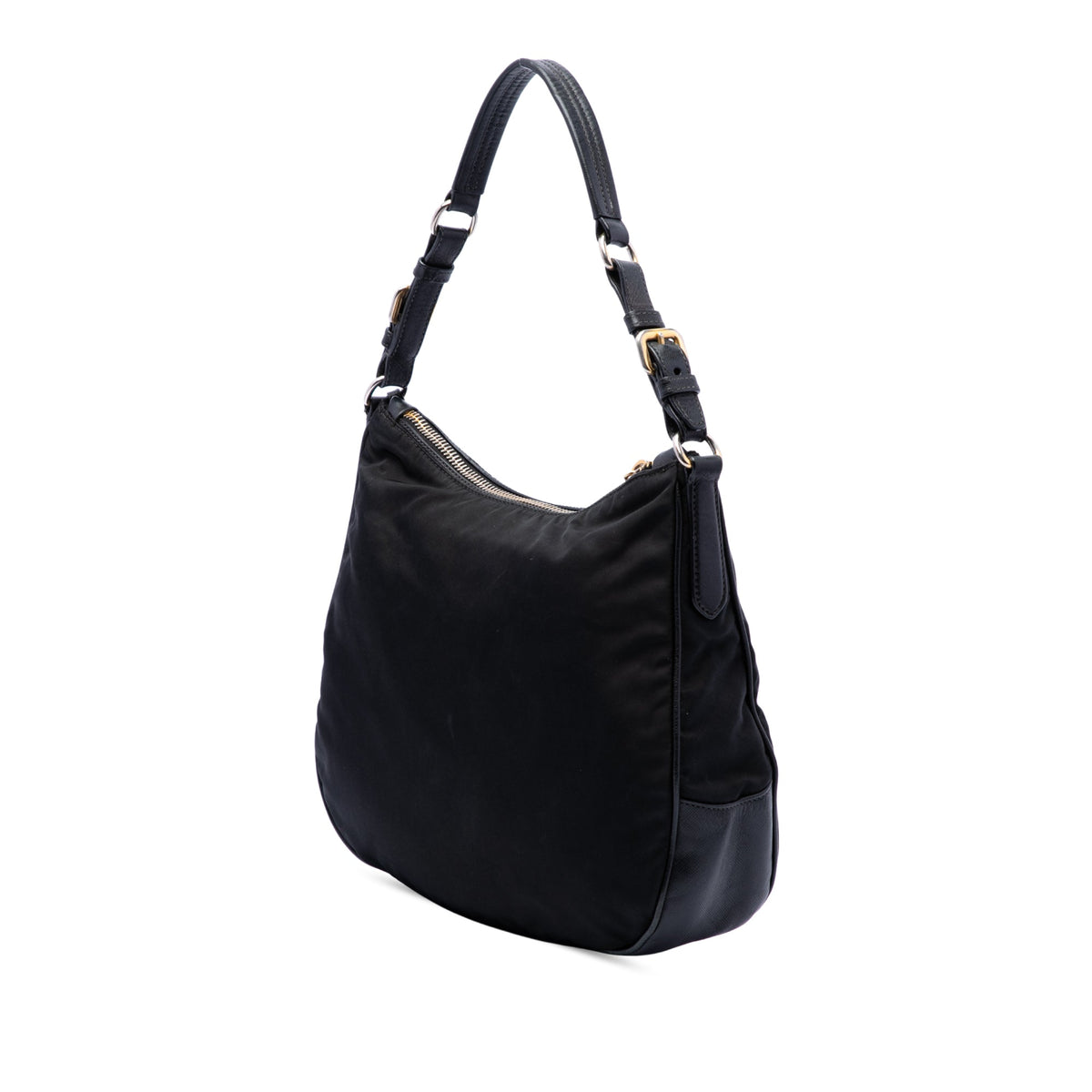 Prada Saffiano Trimmed Tessuto Shoulder Bag
