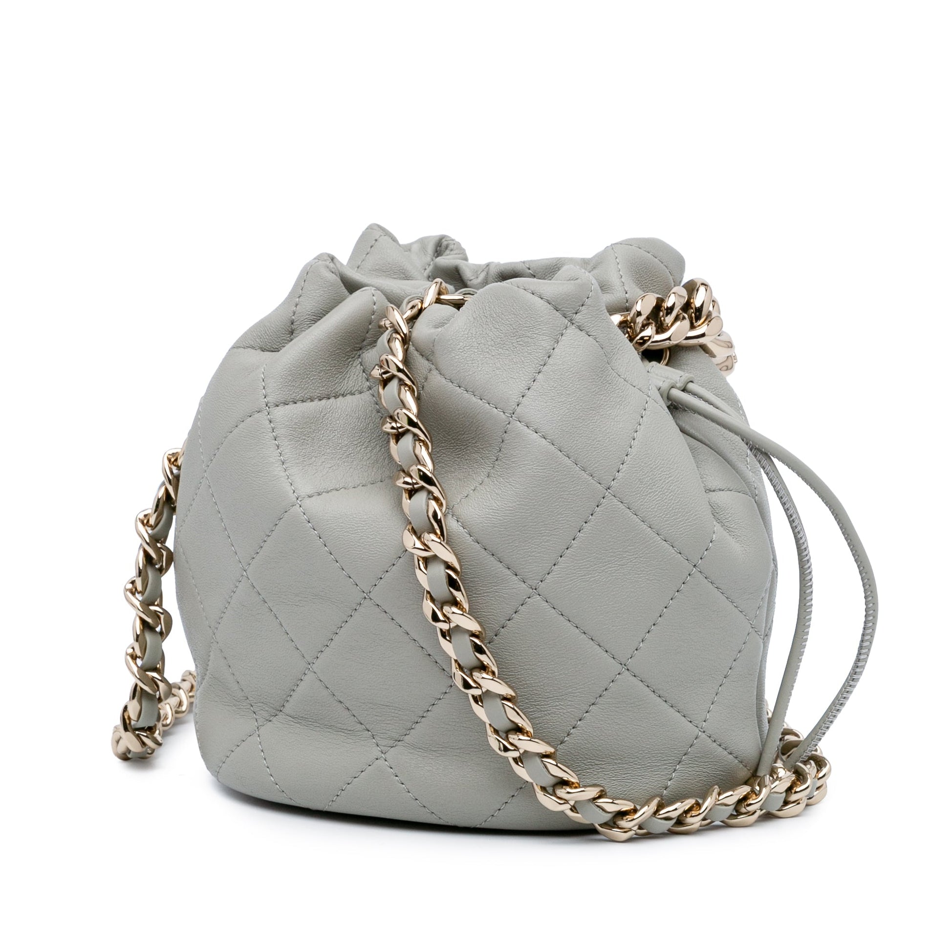 Chanel CC Quilted Calfskin Resin Bi-Color Chain Bucket Bag