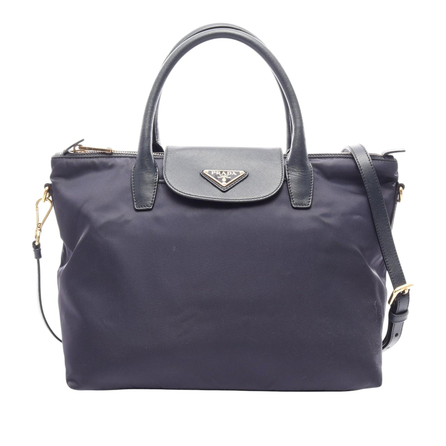 Prada Saffiano Trimmed Tessuto Satchel