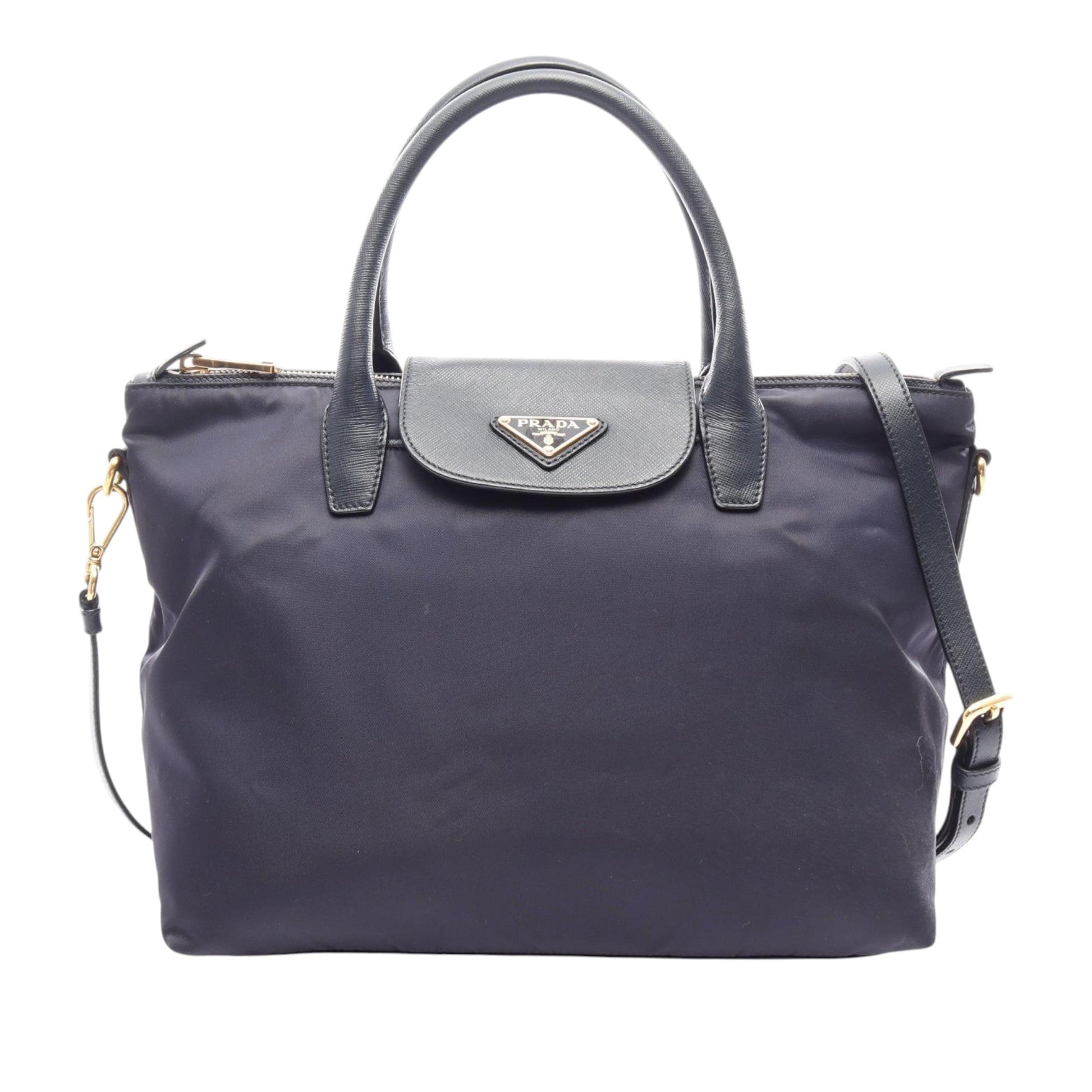Prada Saffiano Trimmed Tessuto Satchel