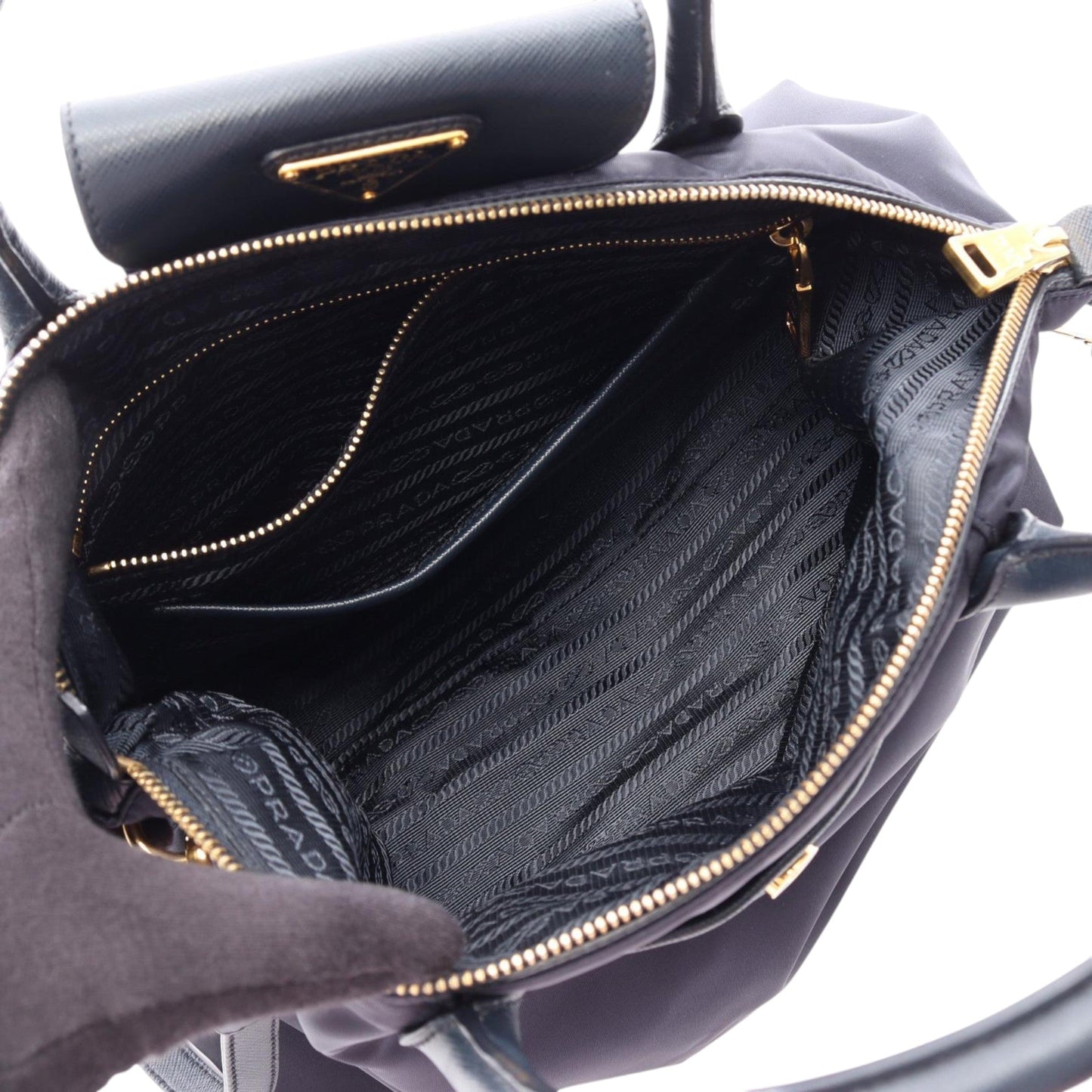 Prada Saffiano Trimmed Tessuto Satchel