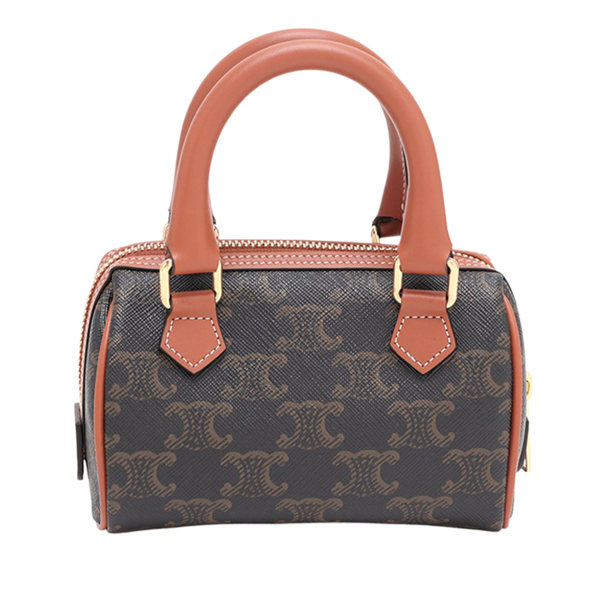 Celine Mini Triomphe Coated Canvas Boston Bag