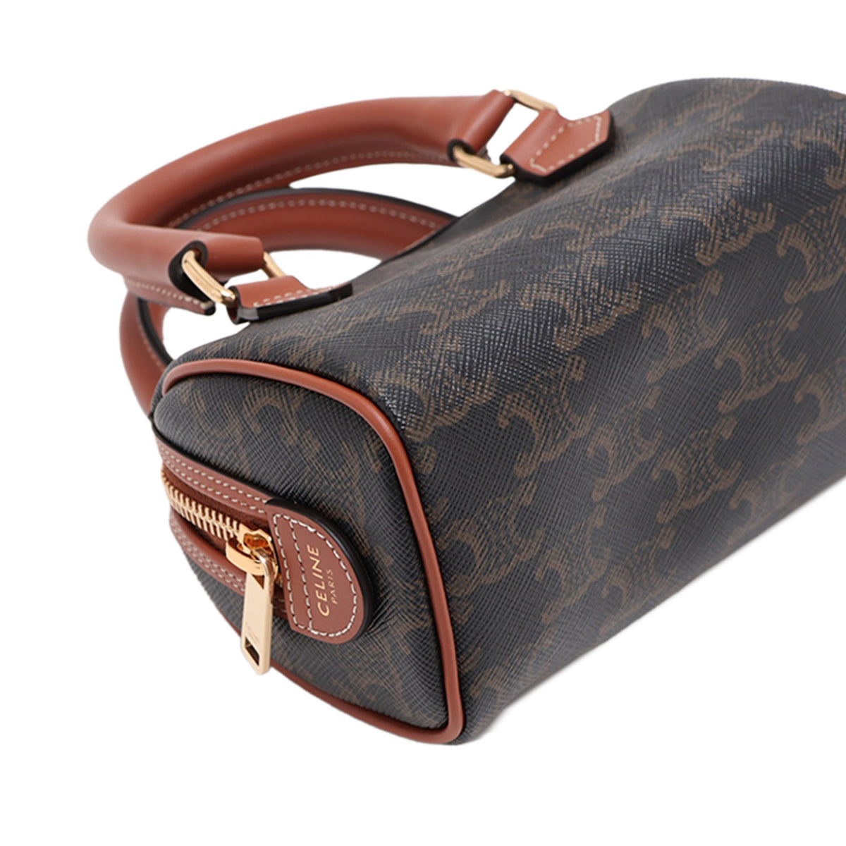 Celine Mini Triomphe Coated Canvas Boston Bag