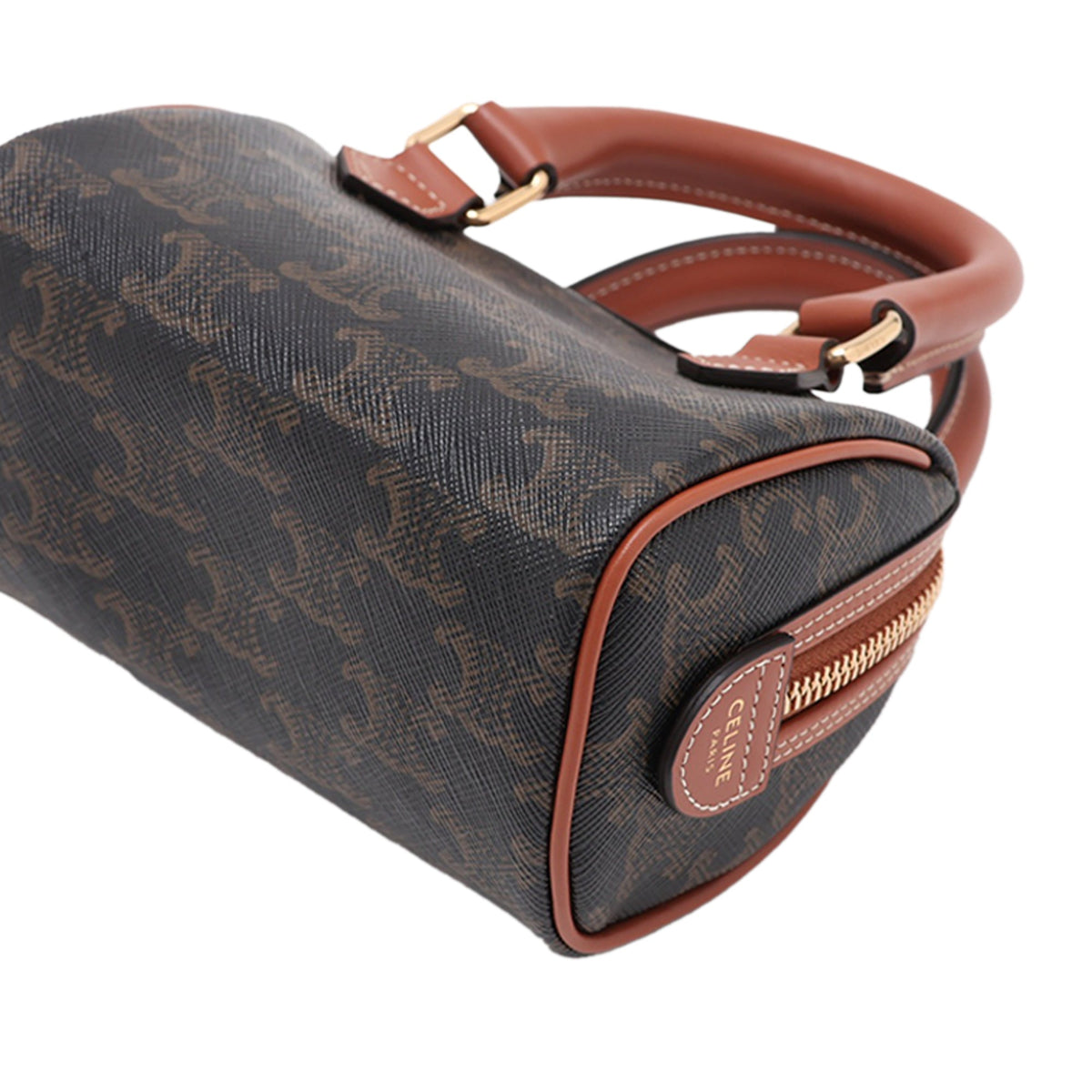 Celine Mini Triomphe Coated Canvas Boston Bag