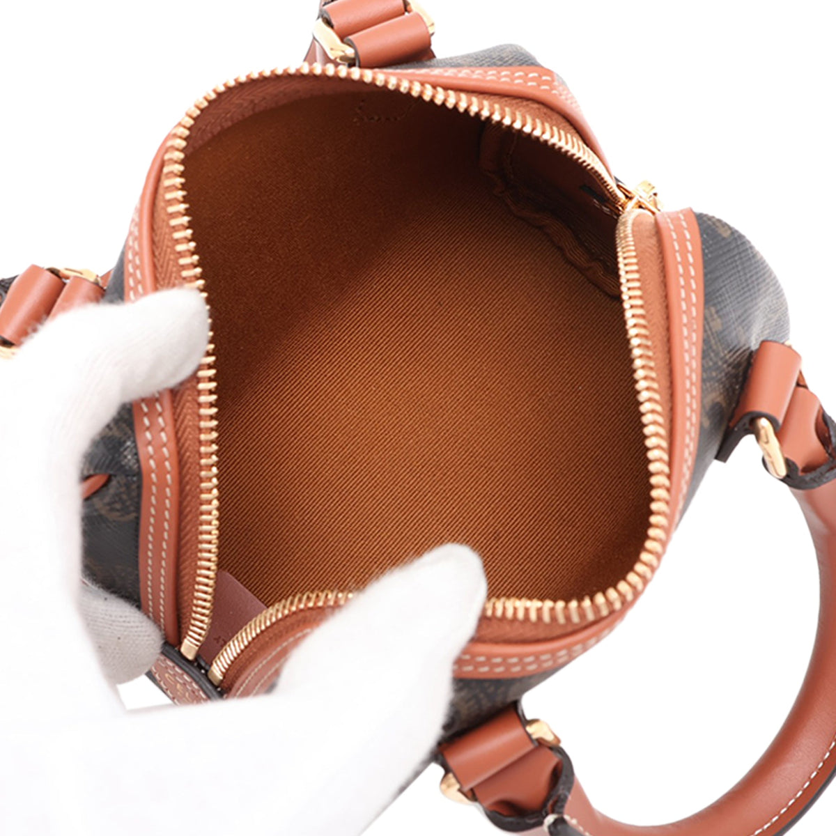 Celine Mini Triomphe Coated Canvas Boston Bag