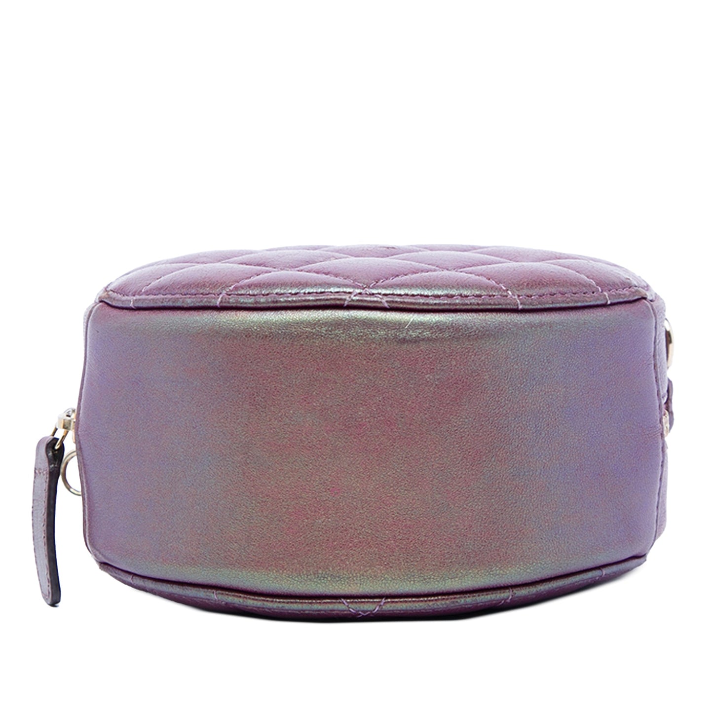 Chanel Quilted Iridescent Lambskin Round Clutch With Chain