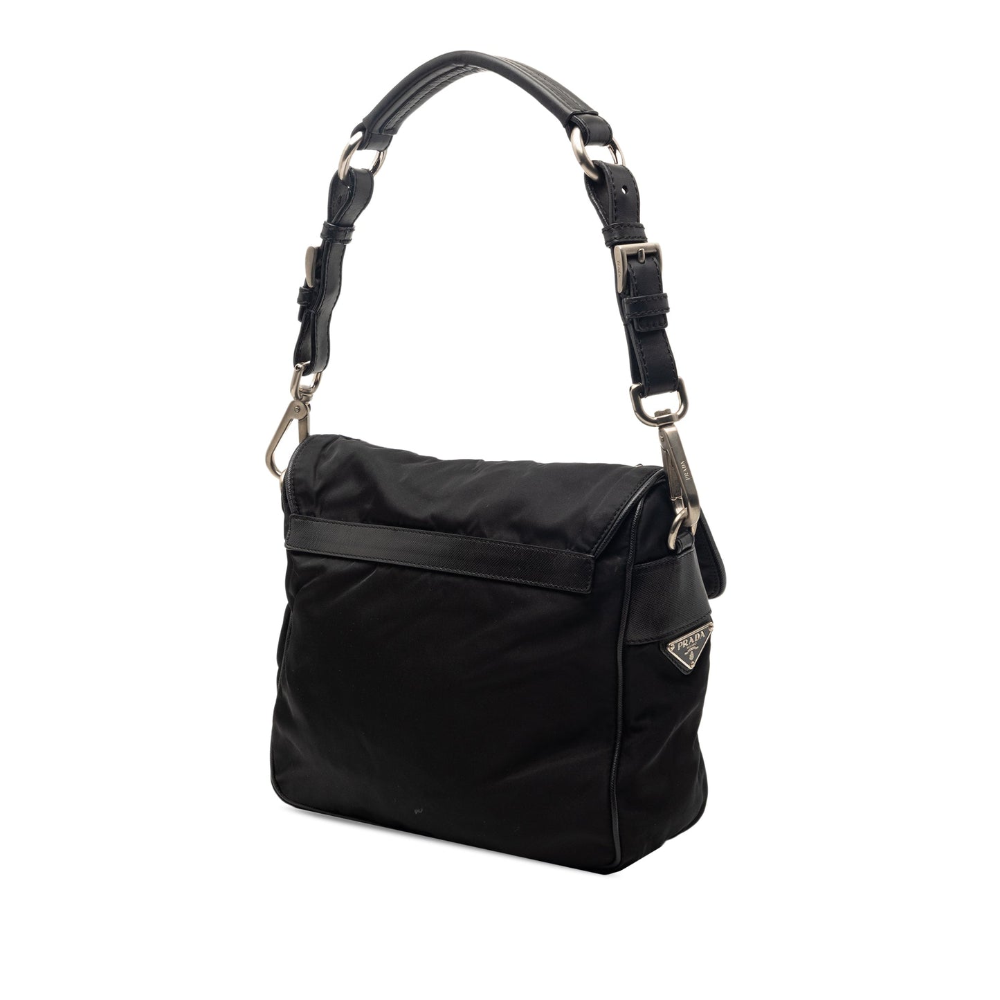 Prada Saffiano Trimmed Tessuto Shoulder Bag