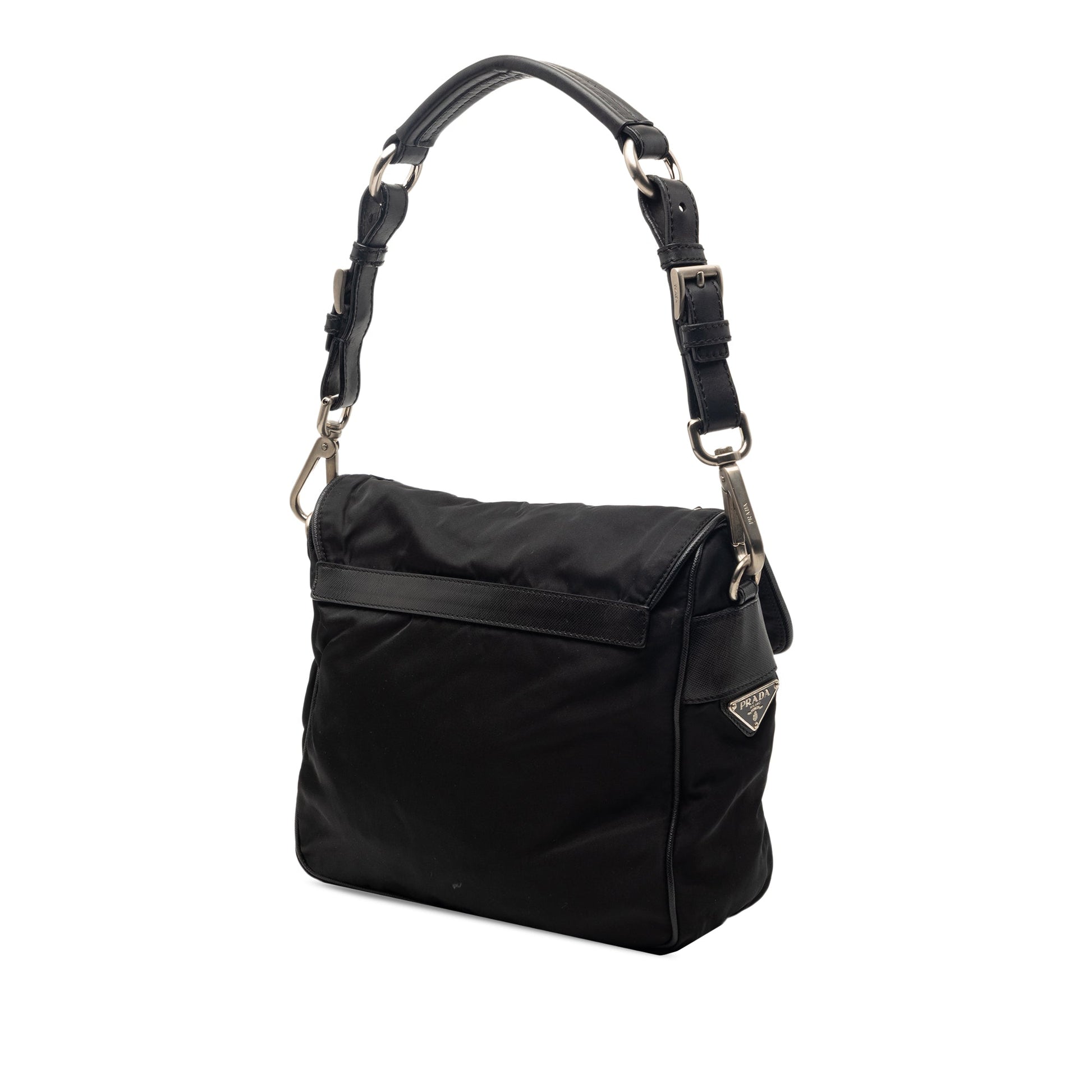 Prada Saffiano Trimmed Tessuto Shoulder Bag