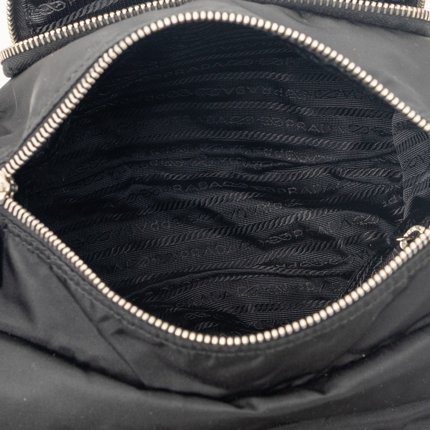 Prada Saffiano Trimmed Tessuto Shoulder Bag