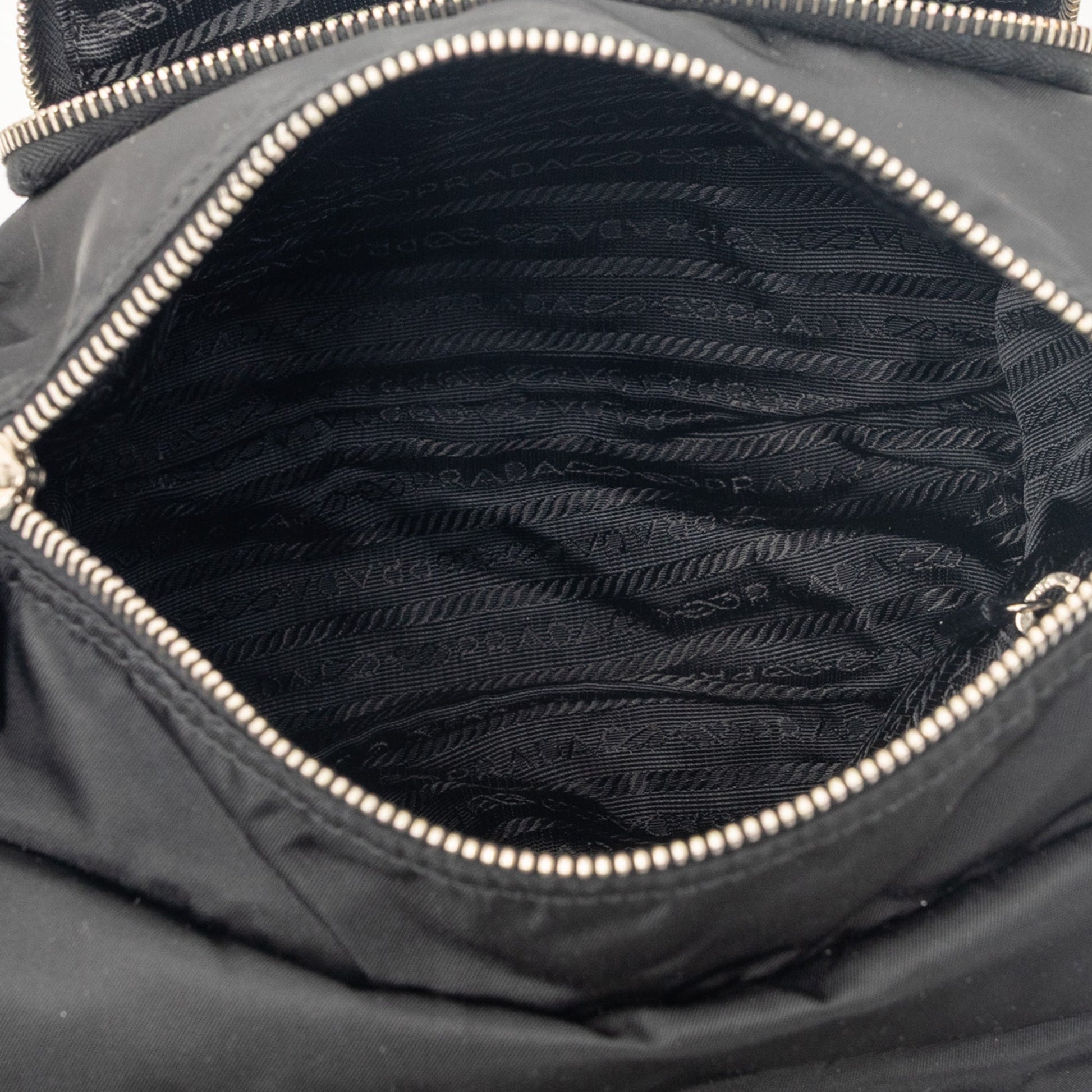 Prada Saffiano Trimmed Tessuto Shoulder Bag