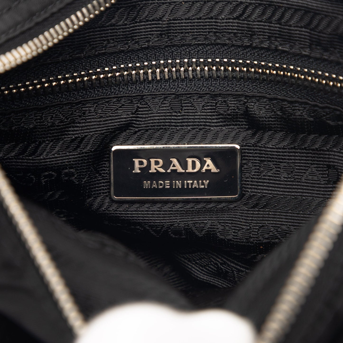 Prada Saffiano Trimmed Tessuto Shoulder Bag