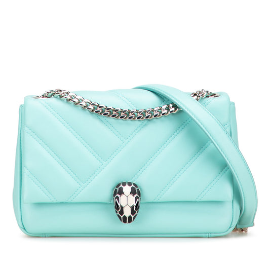 Bvlgari Leather Serpenti Cabochon Chain Crossbody