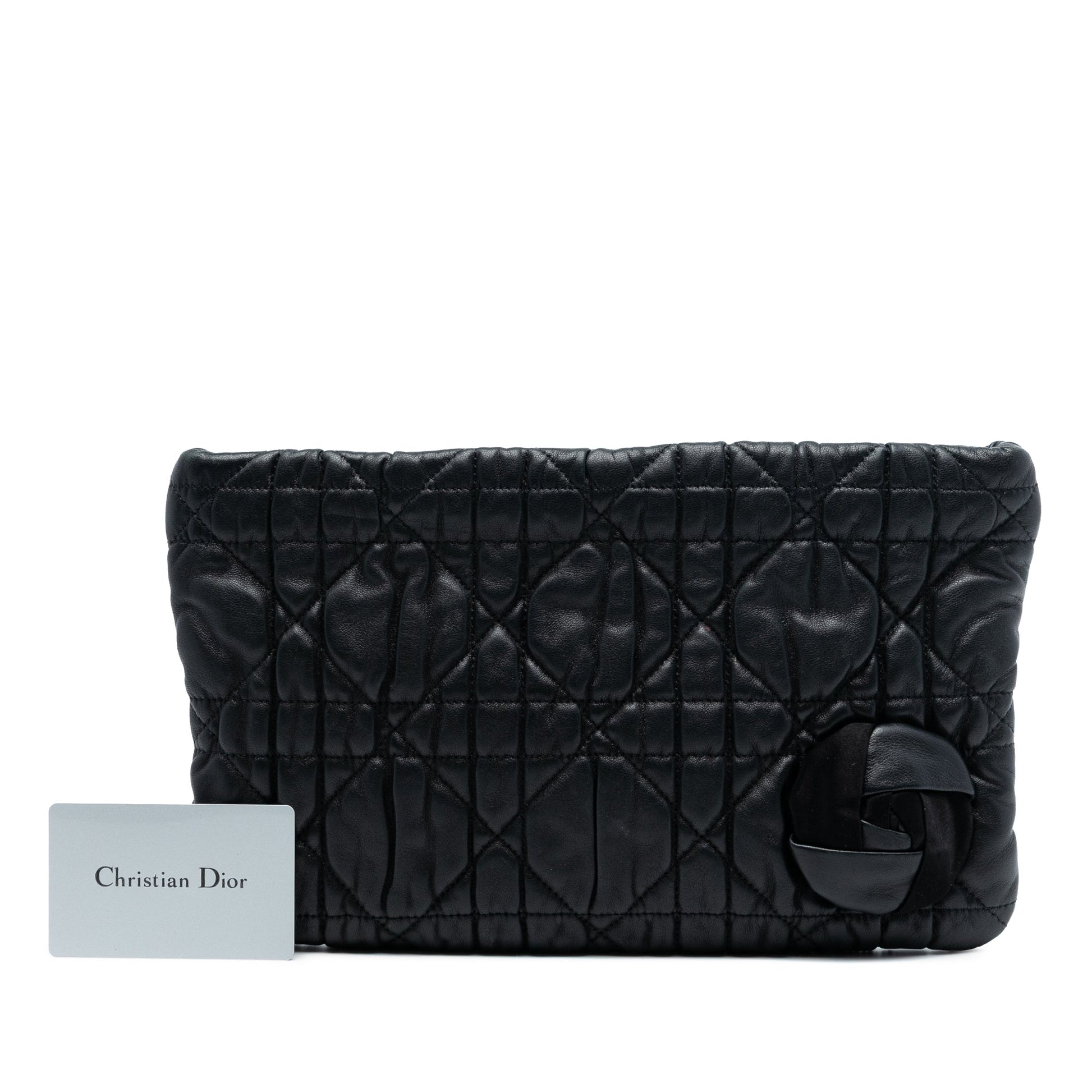 Dior Calfskin Cannage Rose Clutch