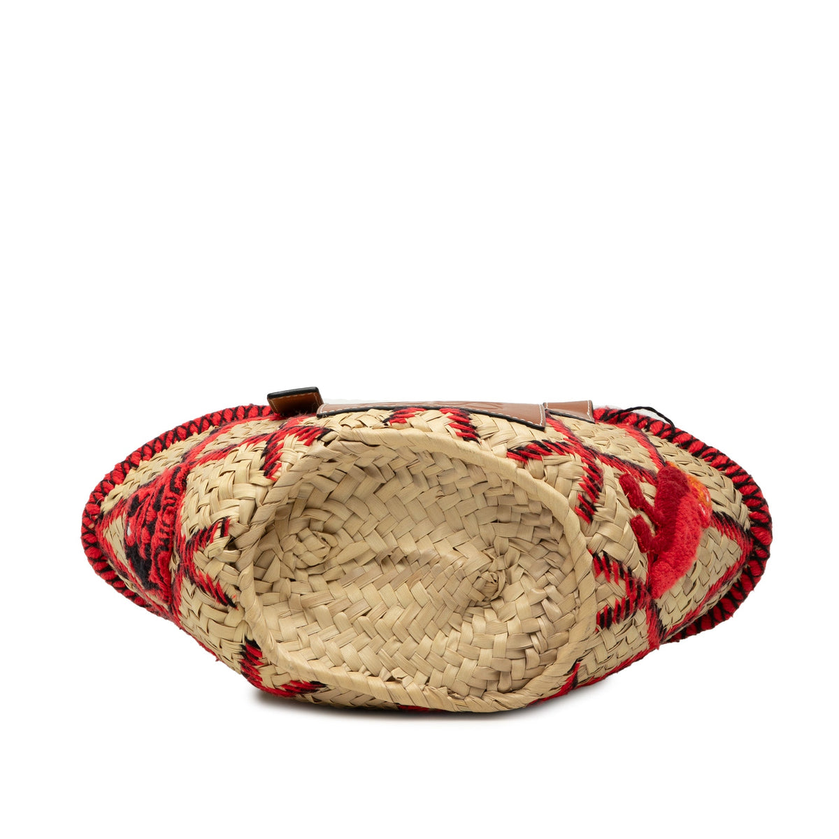 LOEWE Small Raffia Animal Embroidered Anagram Basket Tote