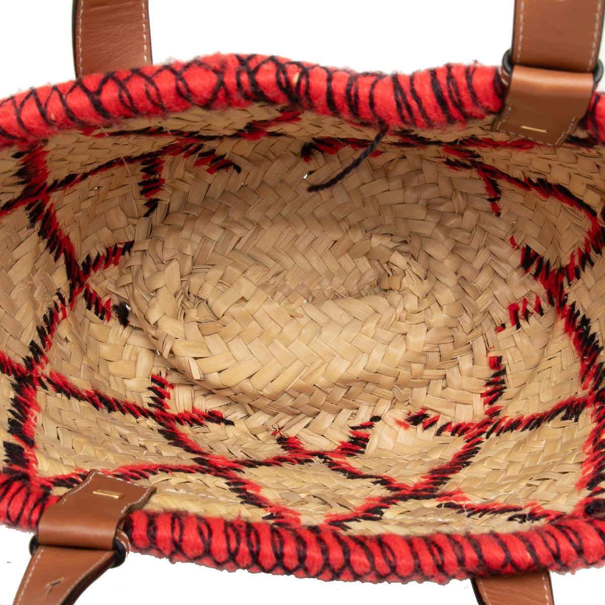 LOEWE Small Raffia Animal Embroidered Anagram Basket Tote