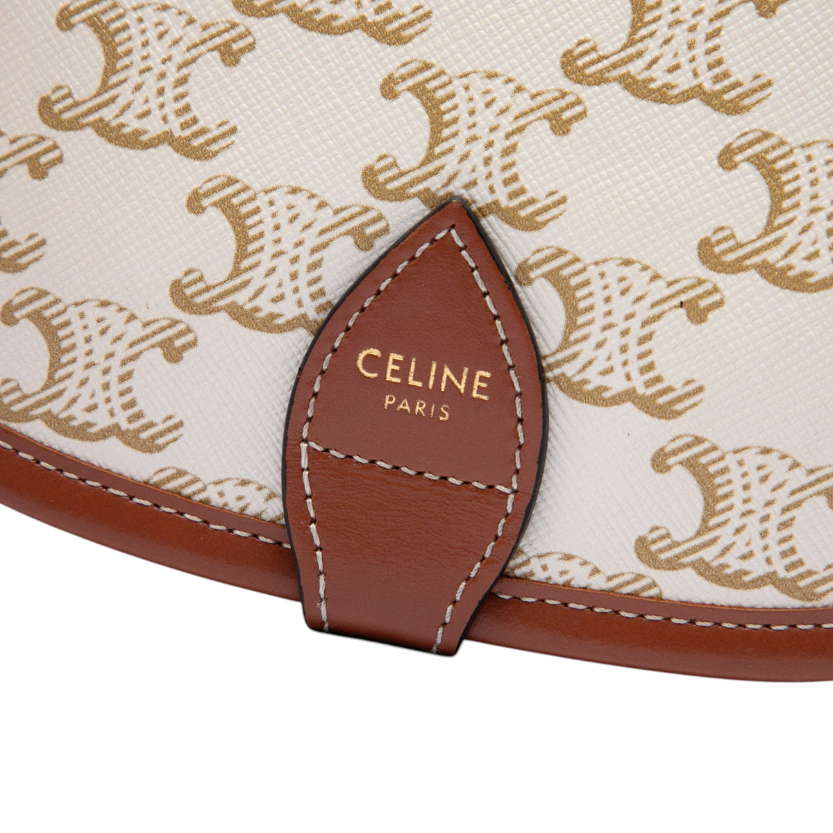 Celine Medium Triomphe Coated Canvas Folco Crossbody — White