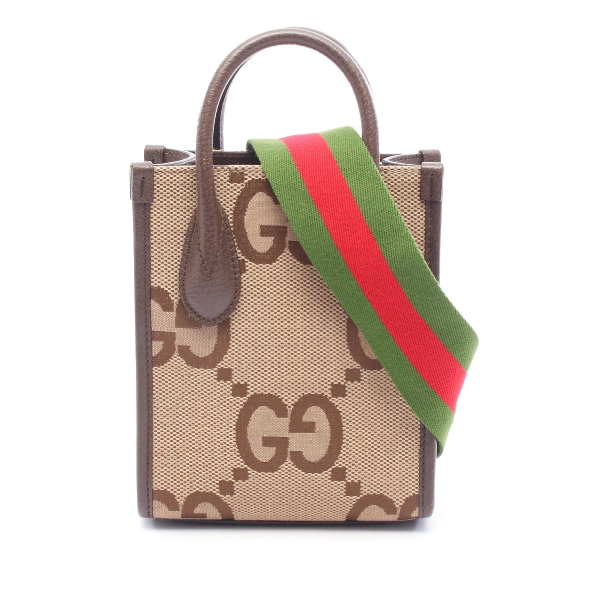 Gucci Mini Jumbo GG Canvas Web Satchel — Beige