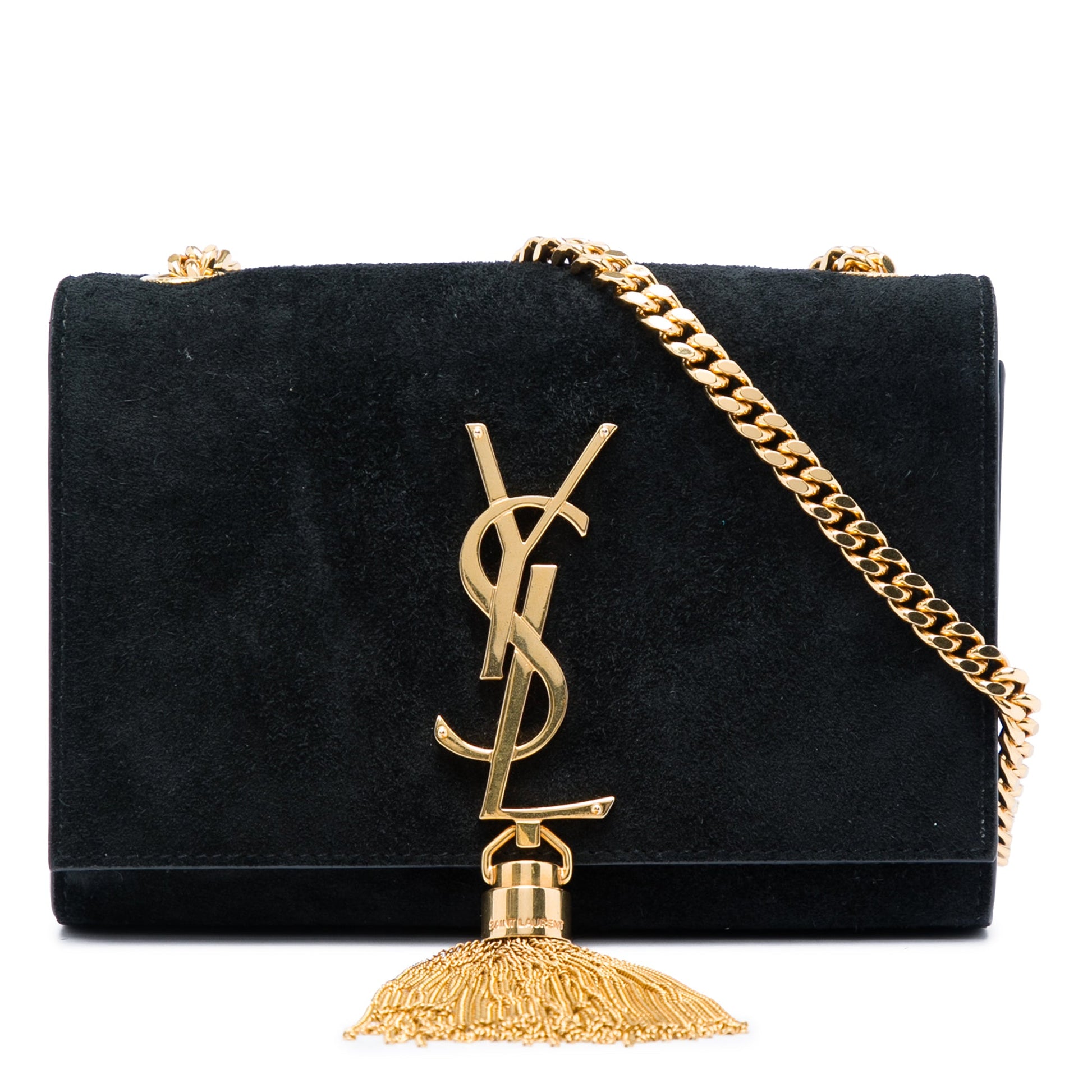 Saint Laurent Small Suede Monogram Kate Tassel Crossbody