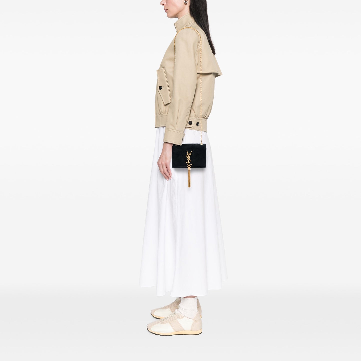 Saint Laurent Small Suede Monogram Kate Tassel Crossbody