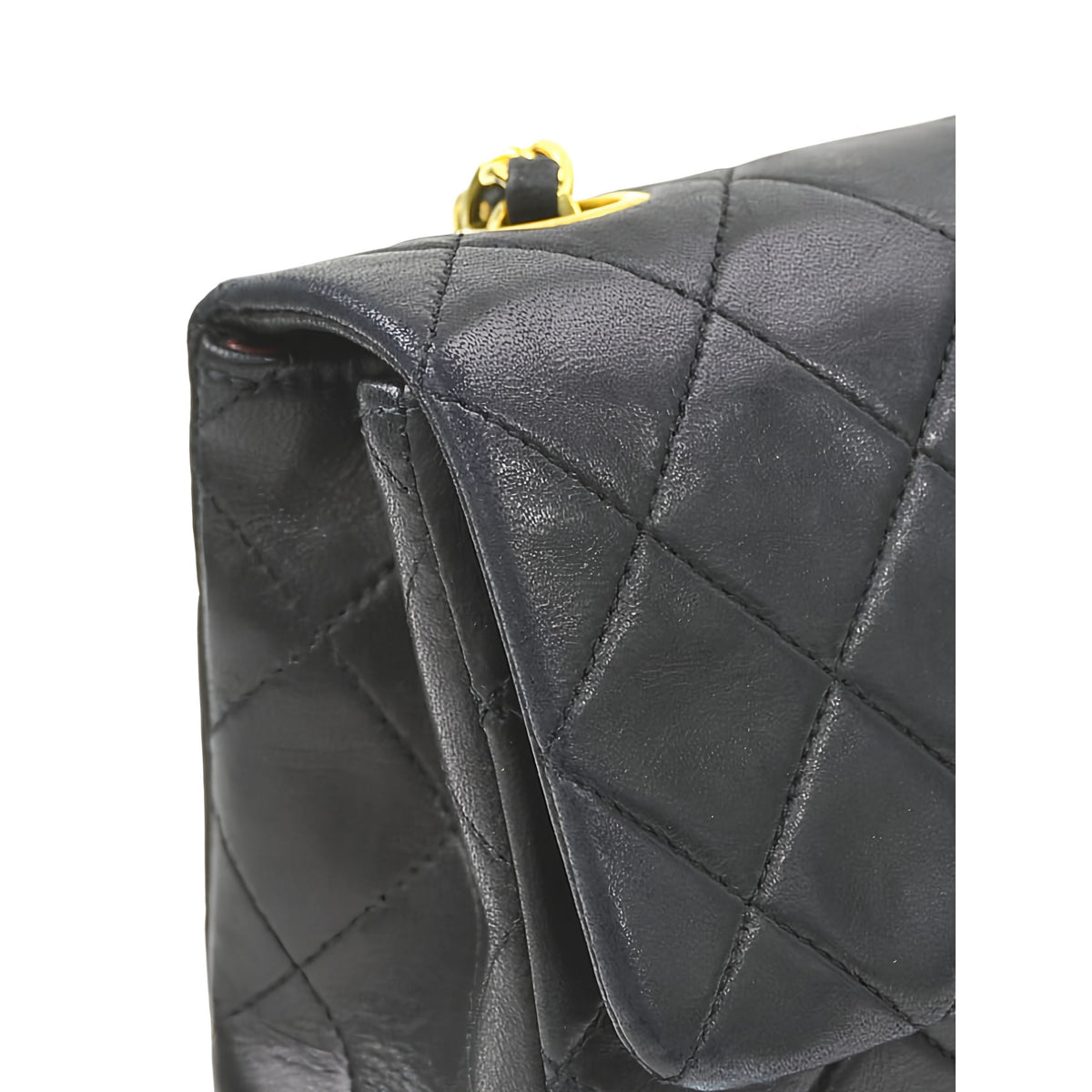 Chanel Small Square Quilted Lambskin Flap — Black