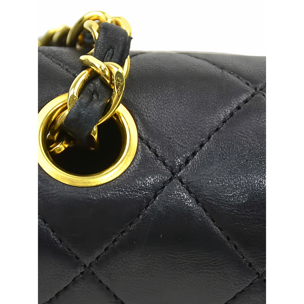 Chanel Small Square Quilted Lambskin Flap — Black