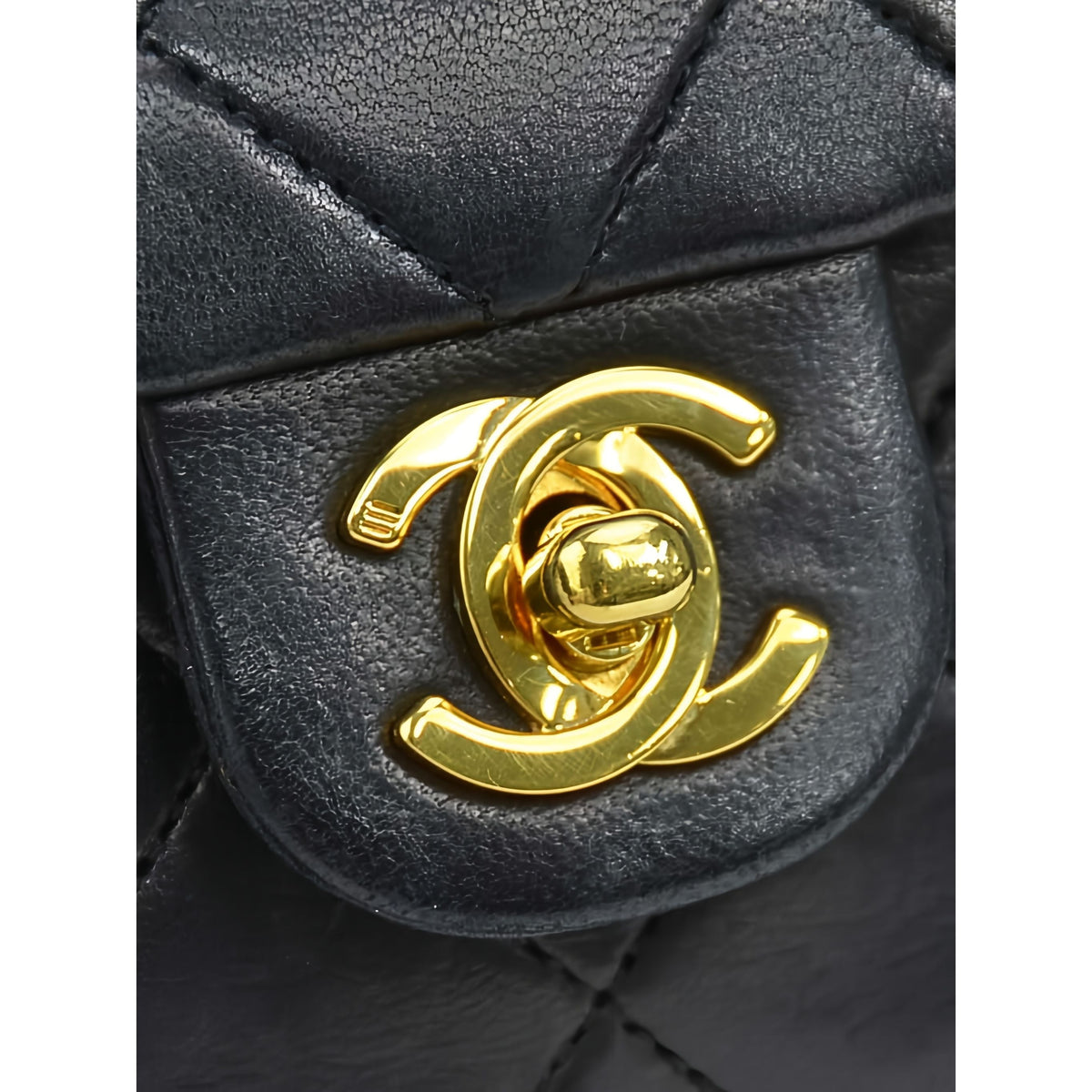 Chanel Small Square Quilted Lambskin Flap — Black