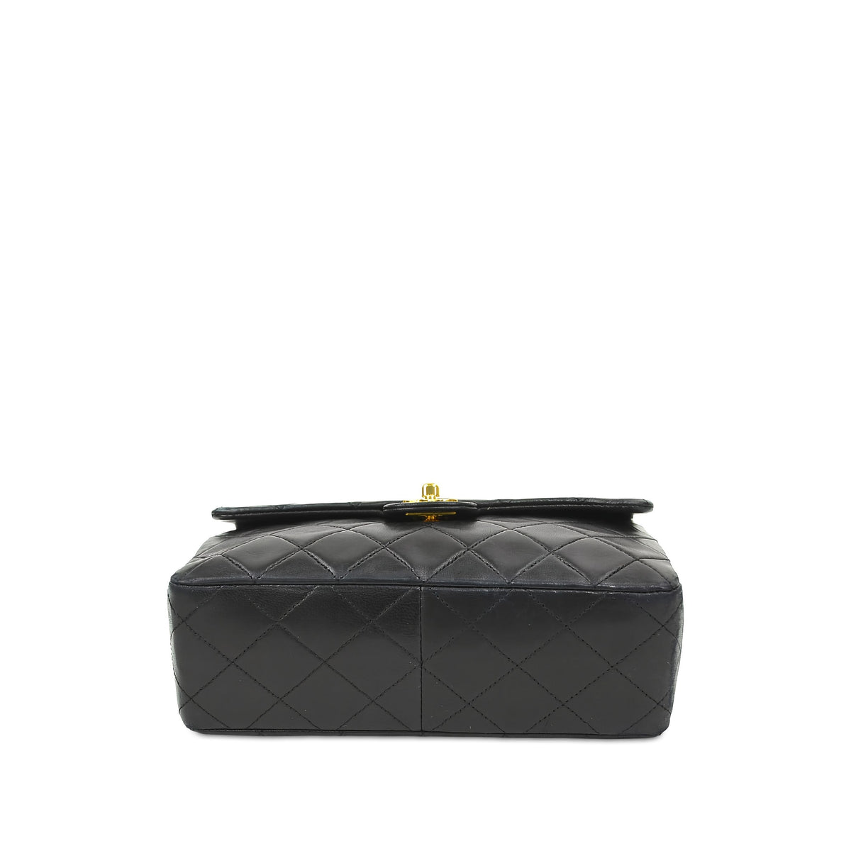 Chanel Small Square Quilted Lambskin Flap — Black