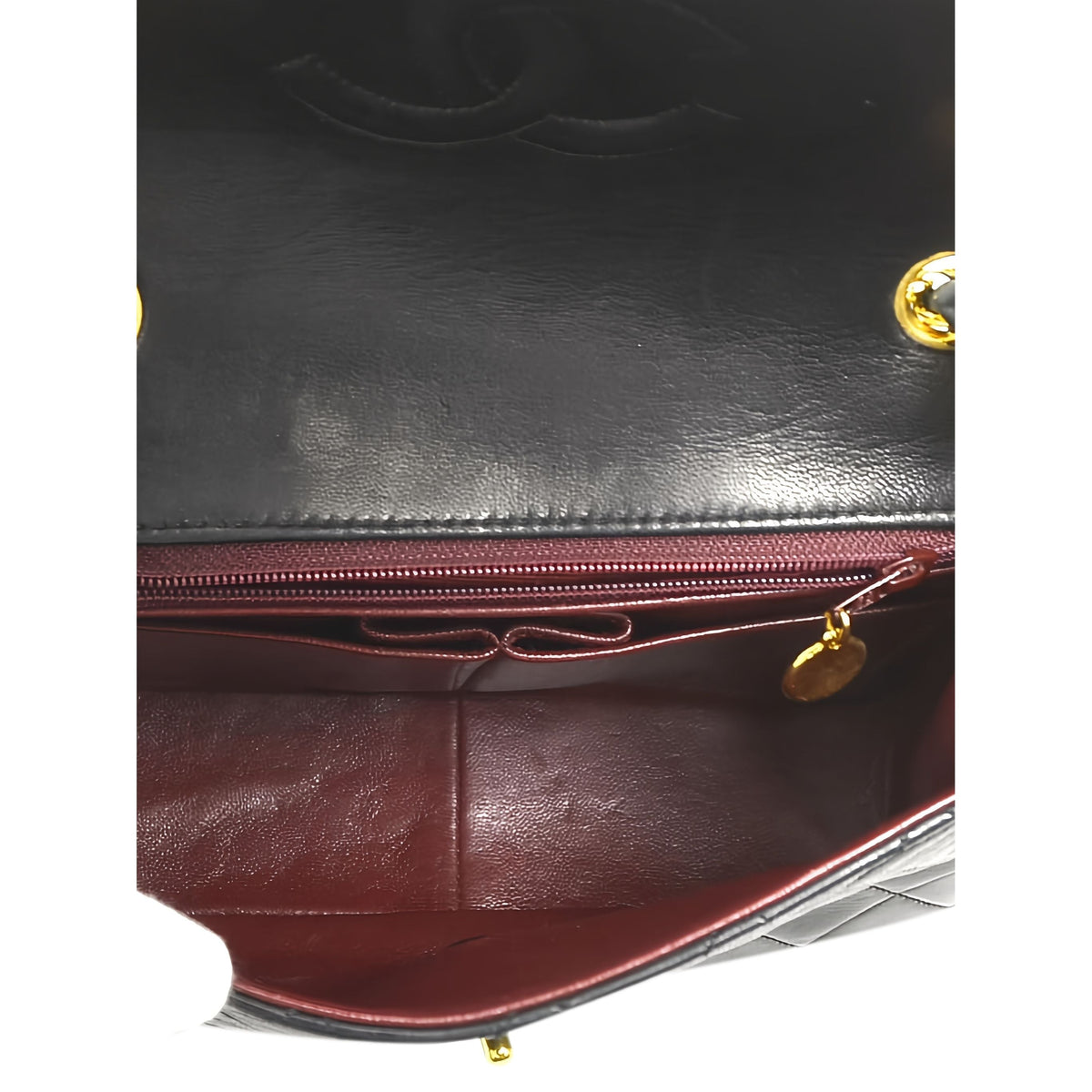 Chanel Small Square Quilted Lambskin Flap — Black