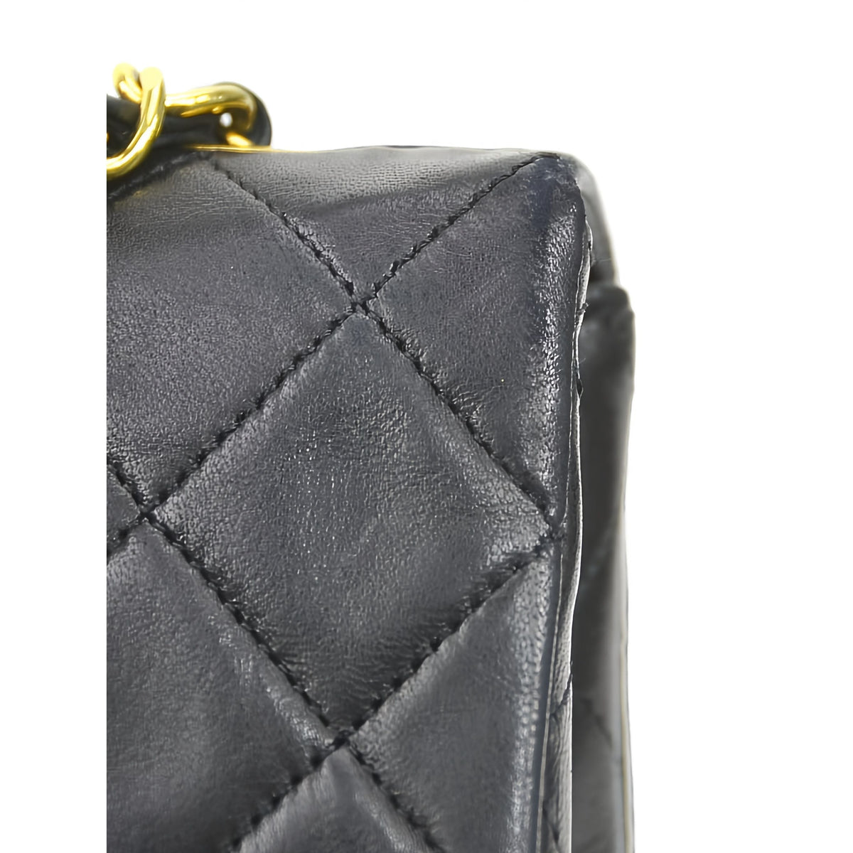 Chanel Small Square Quilted Lambskin Flap — Black