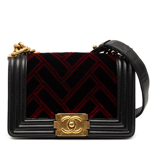 Chanel Small Velvet and Calfskin Boy Flap