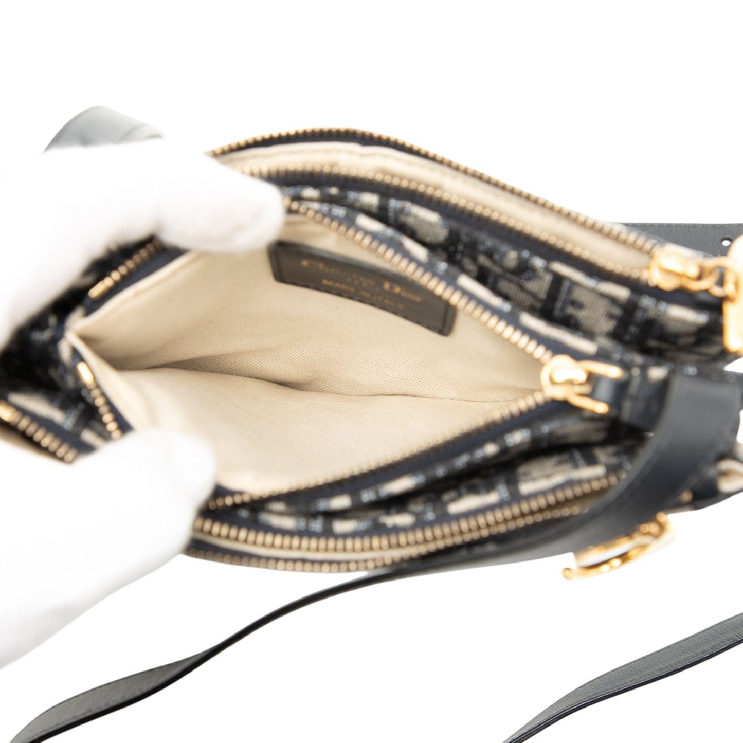 Dior Oblique Canvas Saddle Triple Zip Crossbody