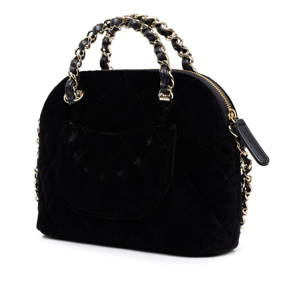 Chanel Quilted Velvet Coco Clutch With Chain — Black
