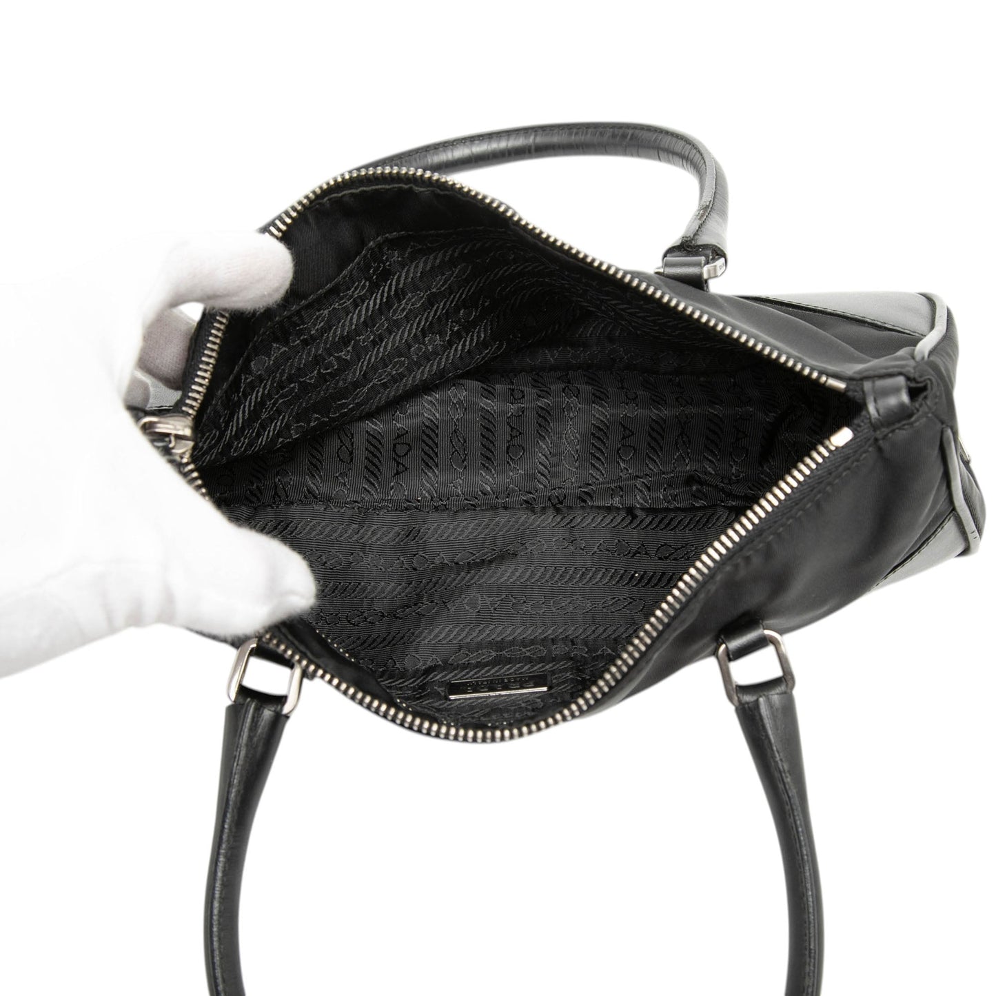 Vitello Trimmed Tessuto Handbag